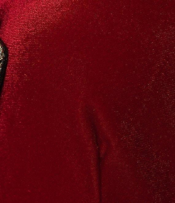 Sugarlips Jena Glow Velvet Crew Neck Long Sleeve Rhinestone Bow Midi Dress Product Image