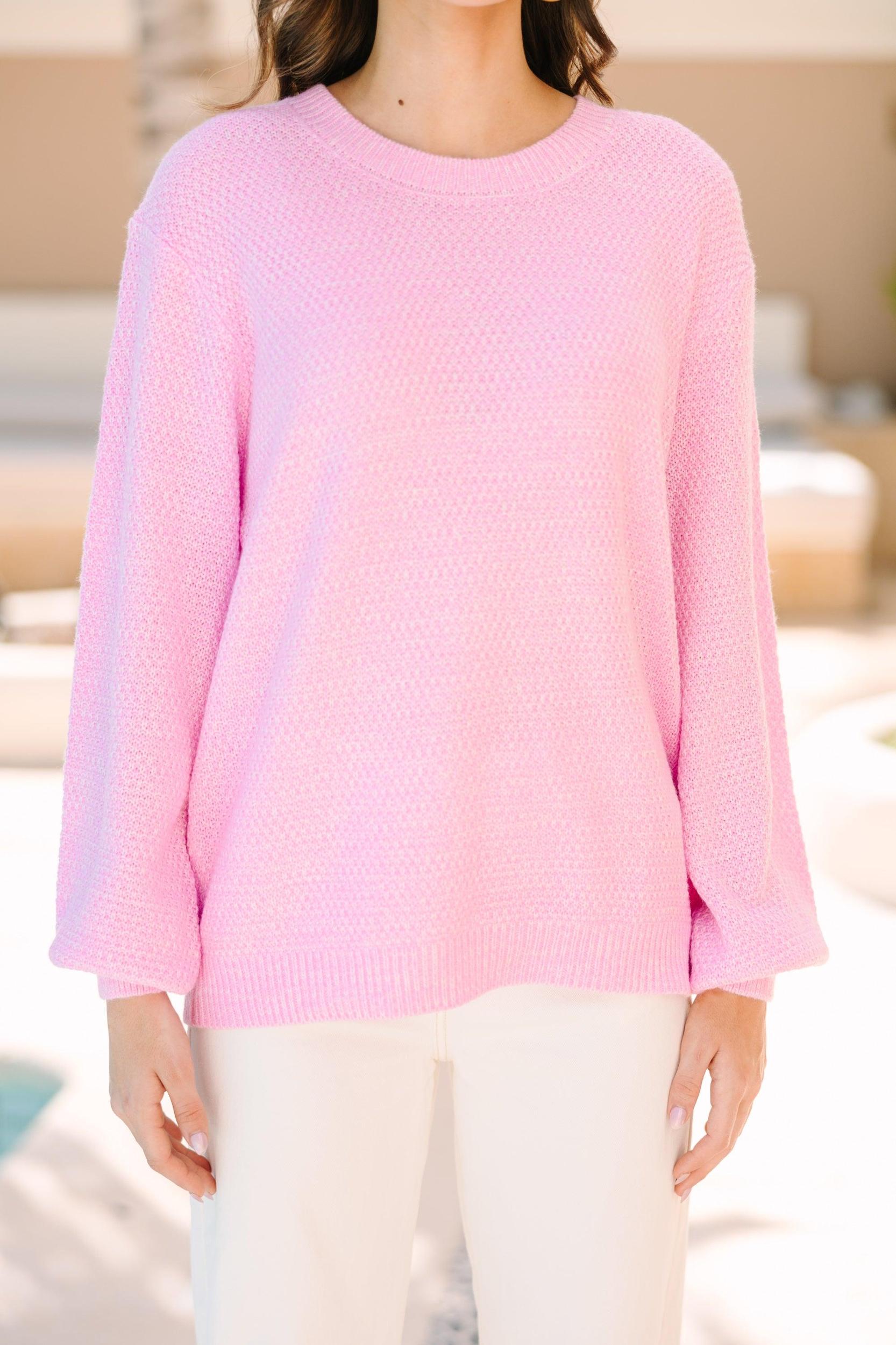 The Slouchy Bubblegum Pink Bubble Sleeve Sweater Female Product Image