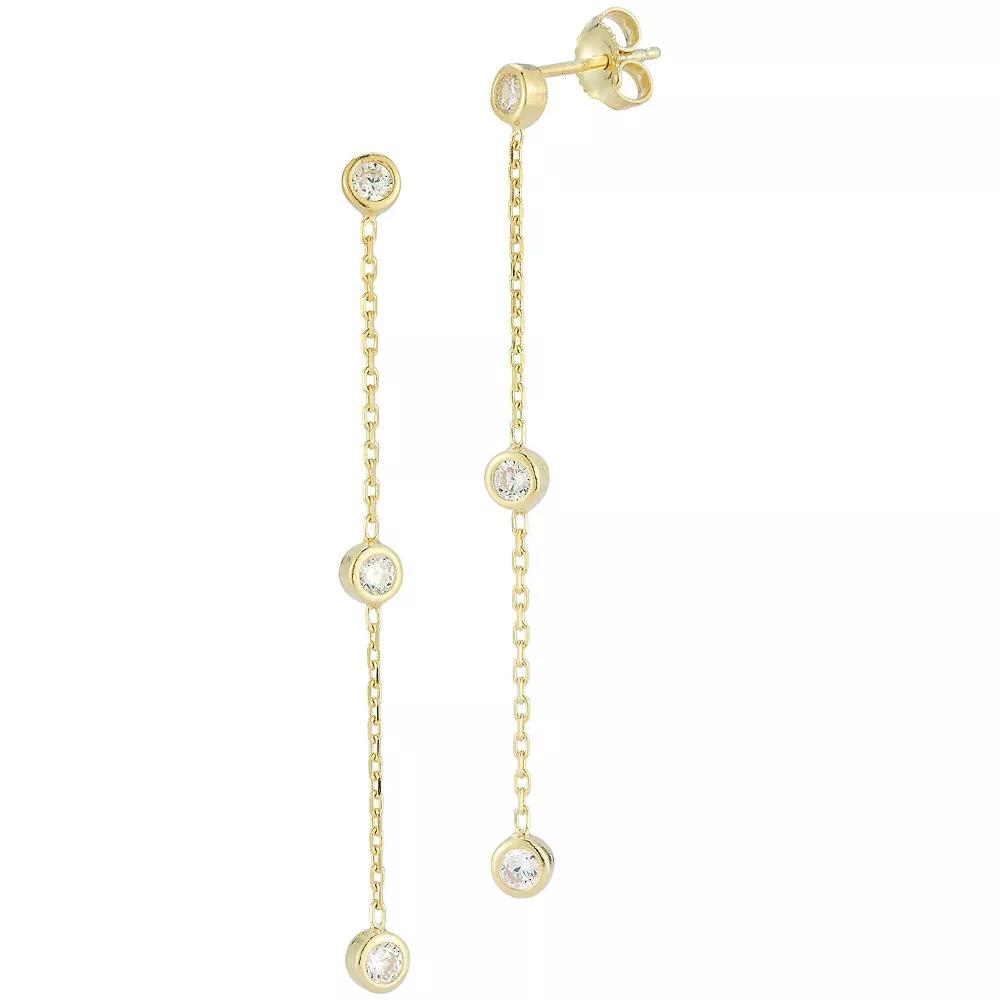 Sunkissed Sterling Sterling Silver Cubic Zirconia Linear Drop Earrings, Women's, Gold Tone Product Image