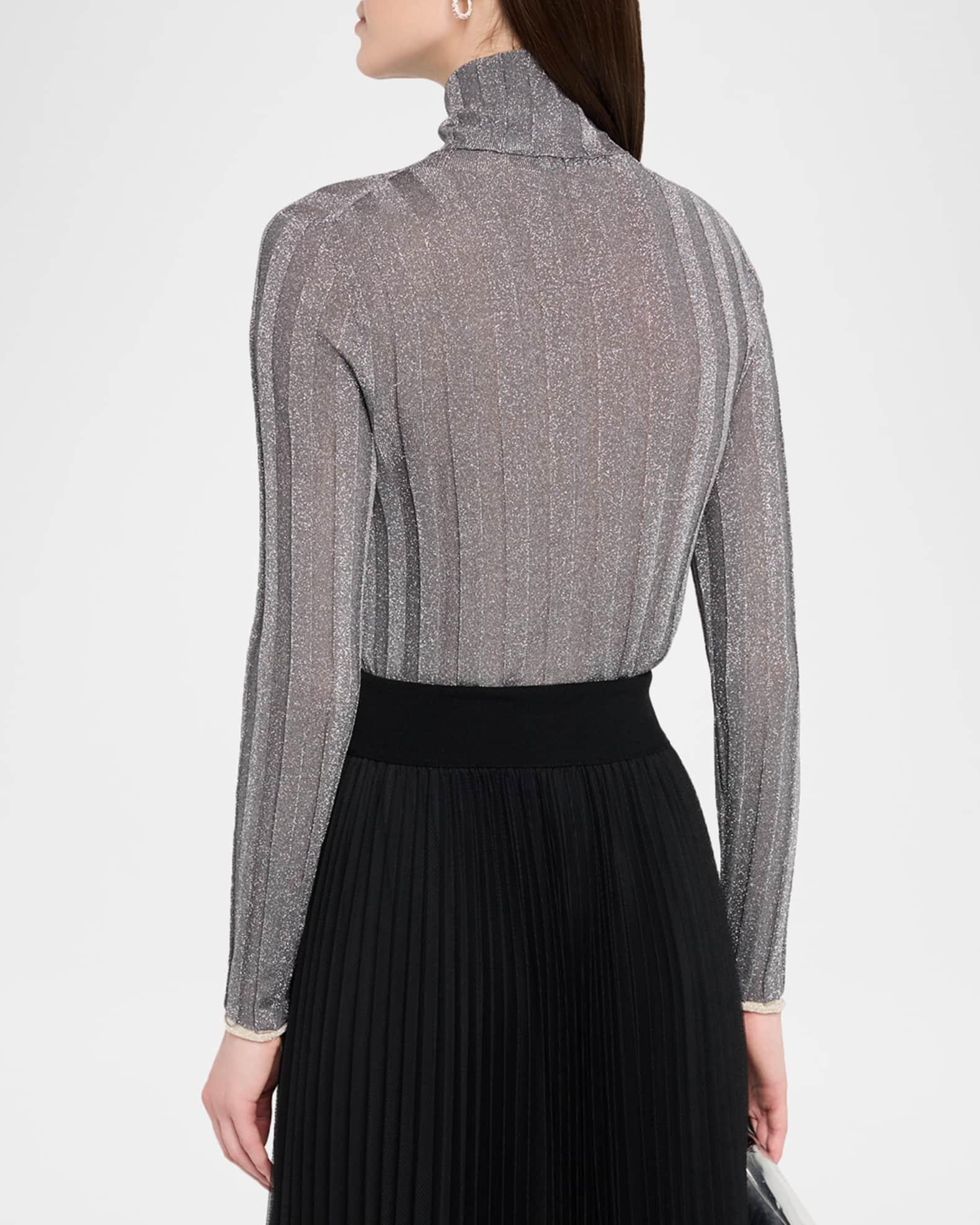 Shimmer Rib Knit Turtleneck Sweater Product Image