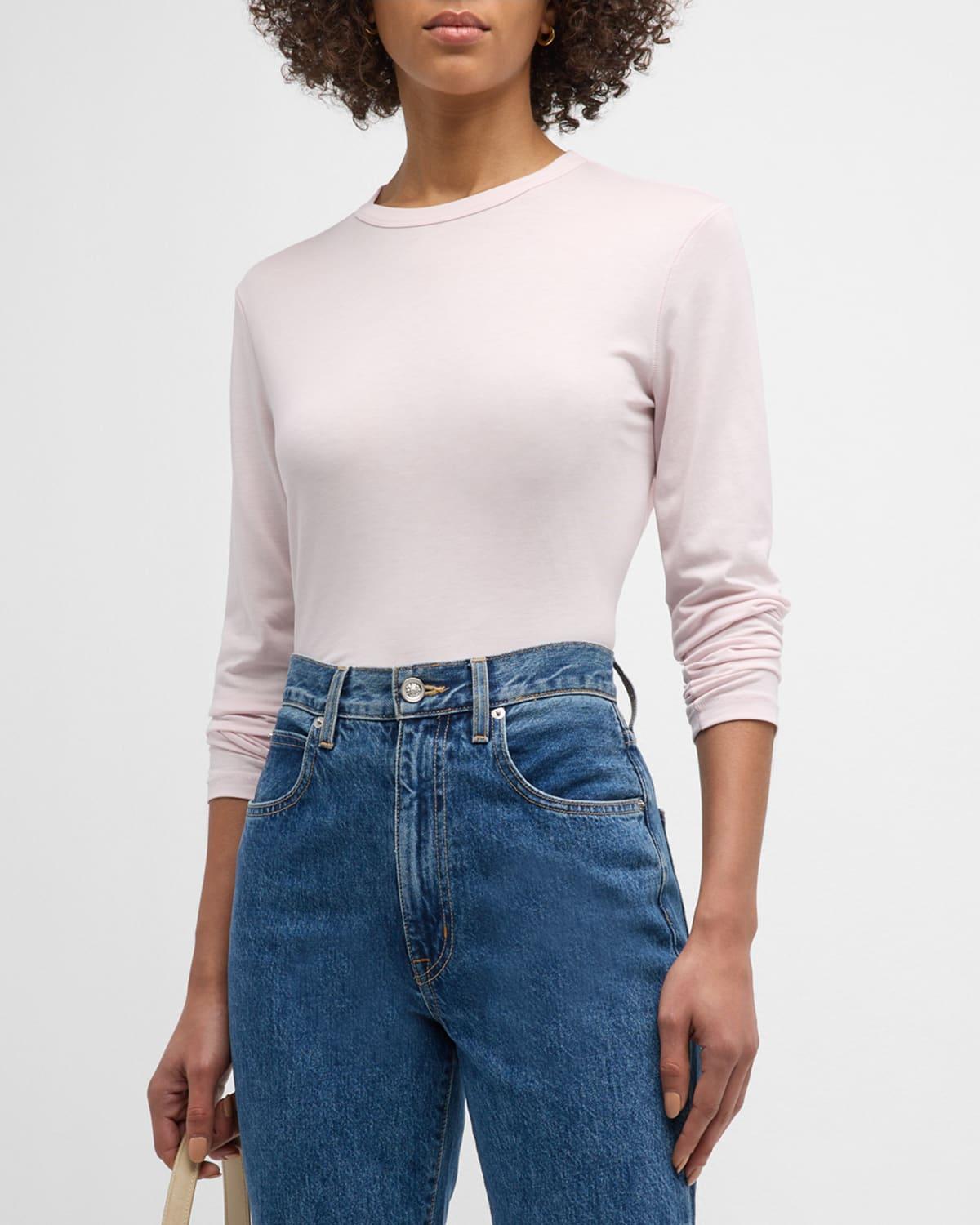 Womens Long-Sleeve Semi Relaxed Crewneck Top Product Image