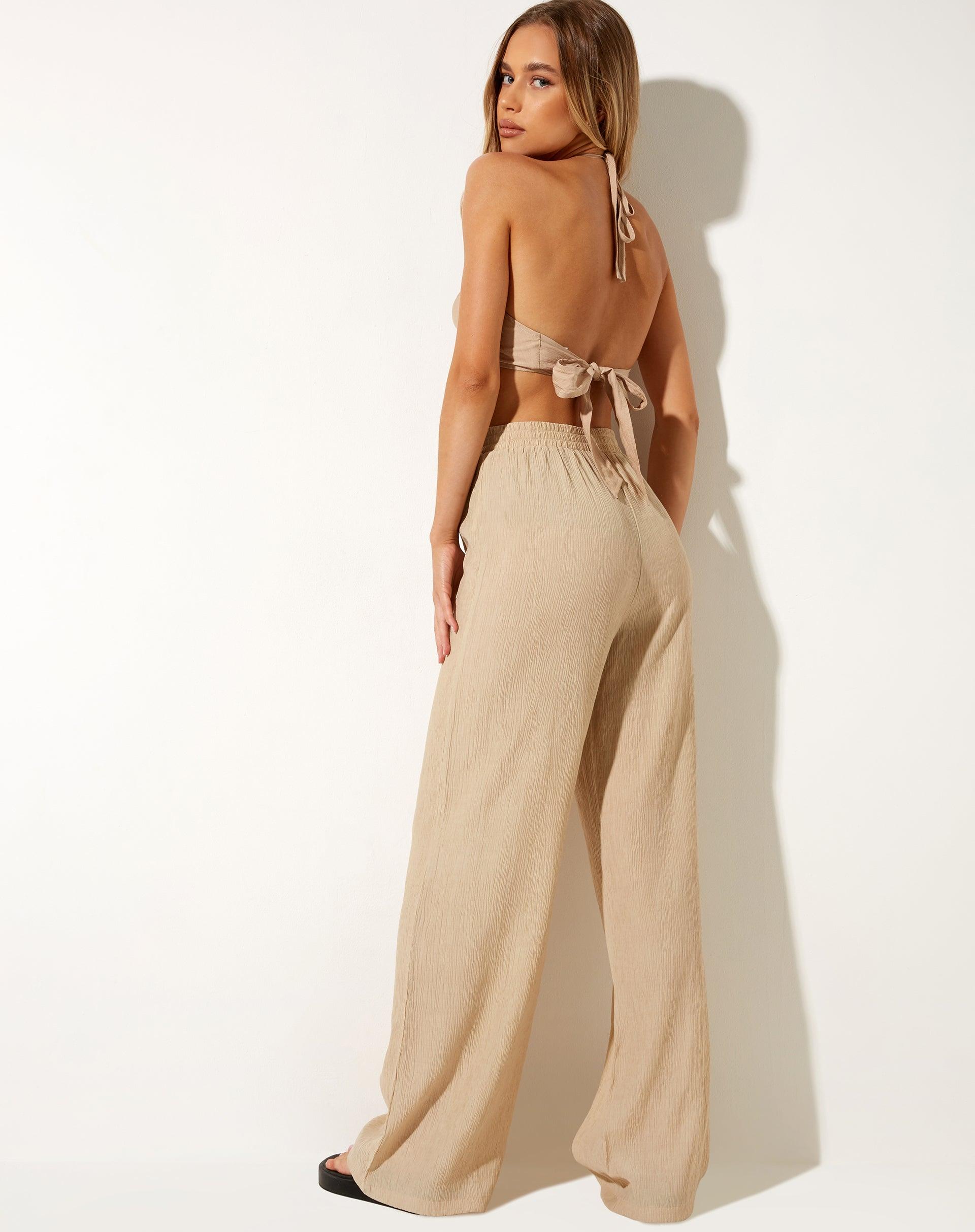 Delphi Crop Top in Crinkle Tan Product Image
