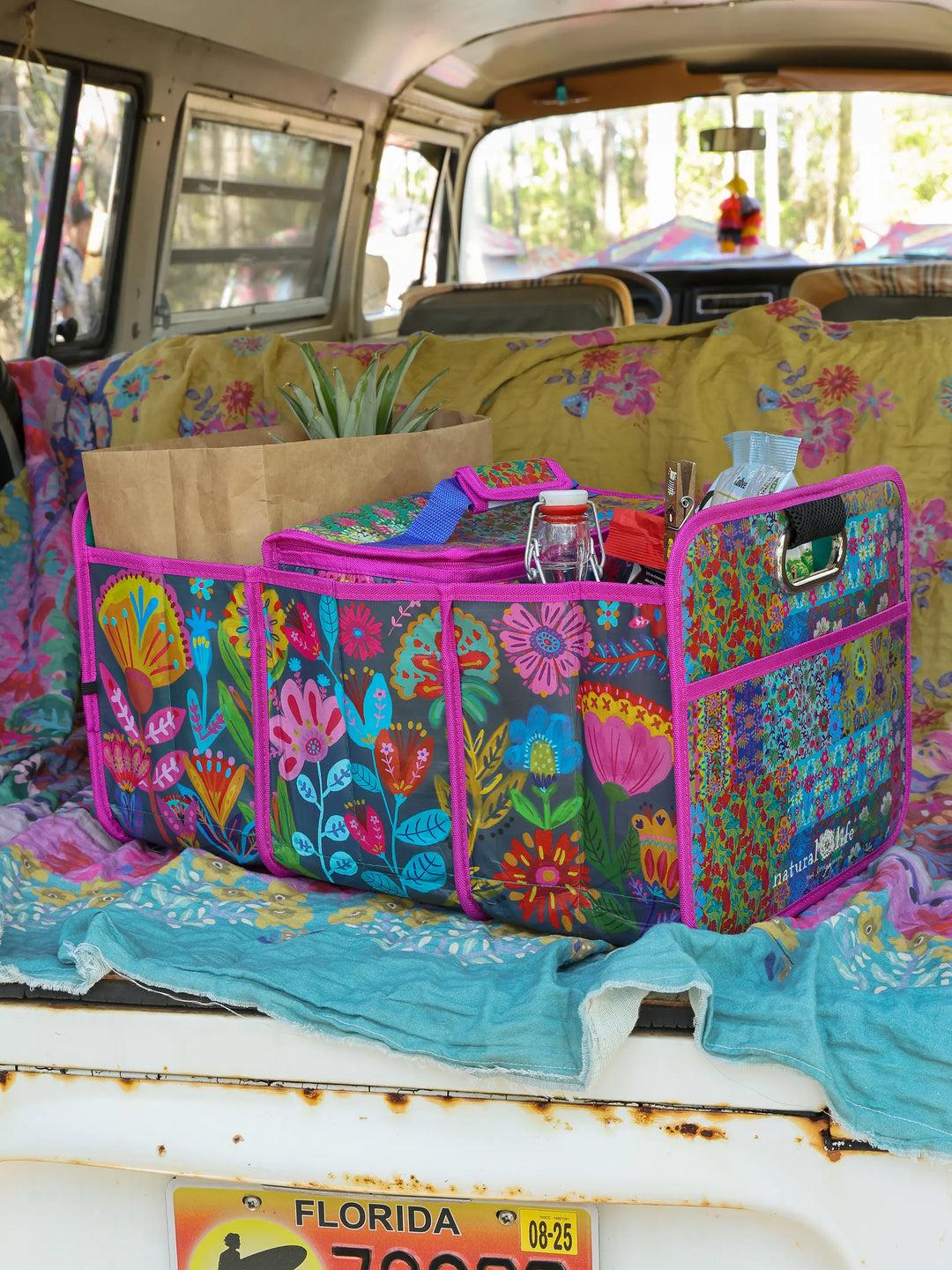 Car Trunk Organizer - Navy Folk Flower Product Image