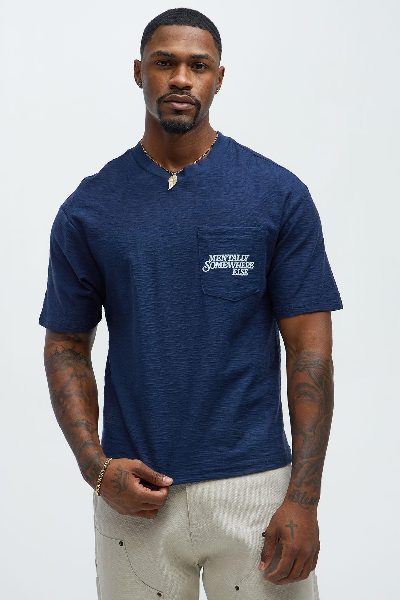 Mentally Somewhere Else Textured Short Sleeve Tee - Navy Product Image