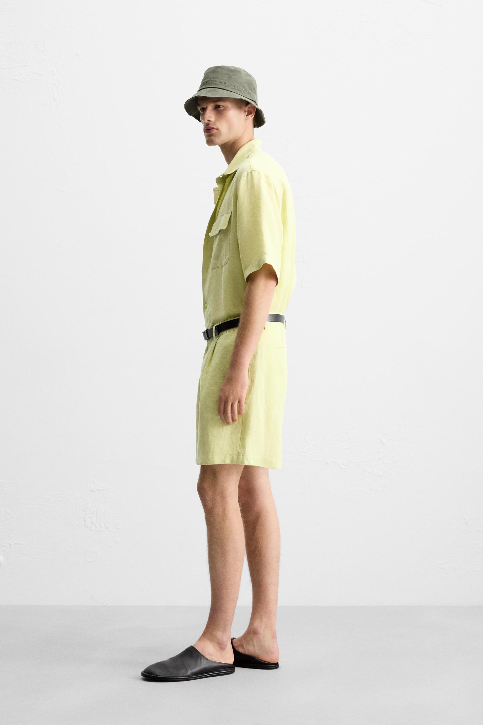 100% LINEN BERMUDA SHORTS Product Image