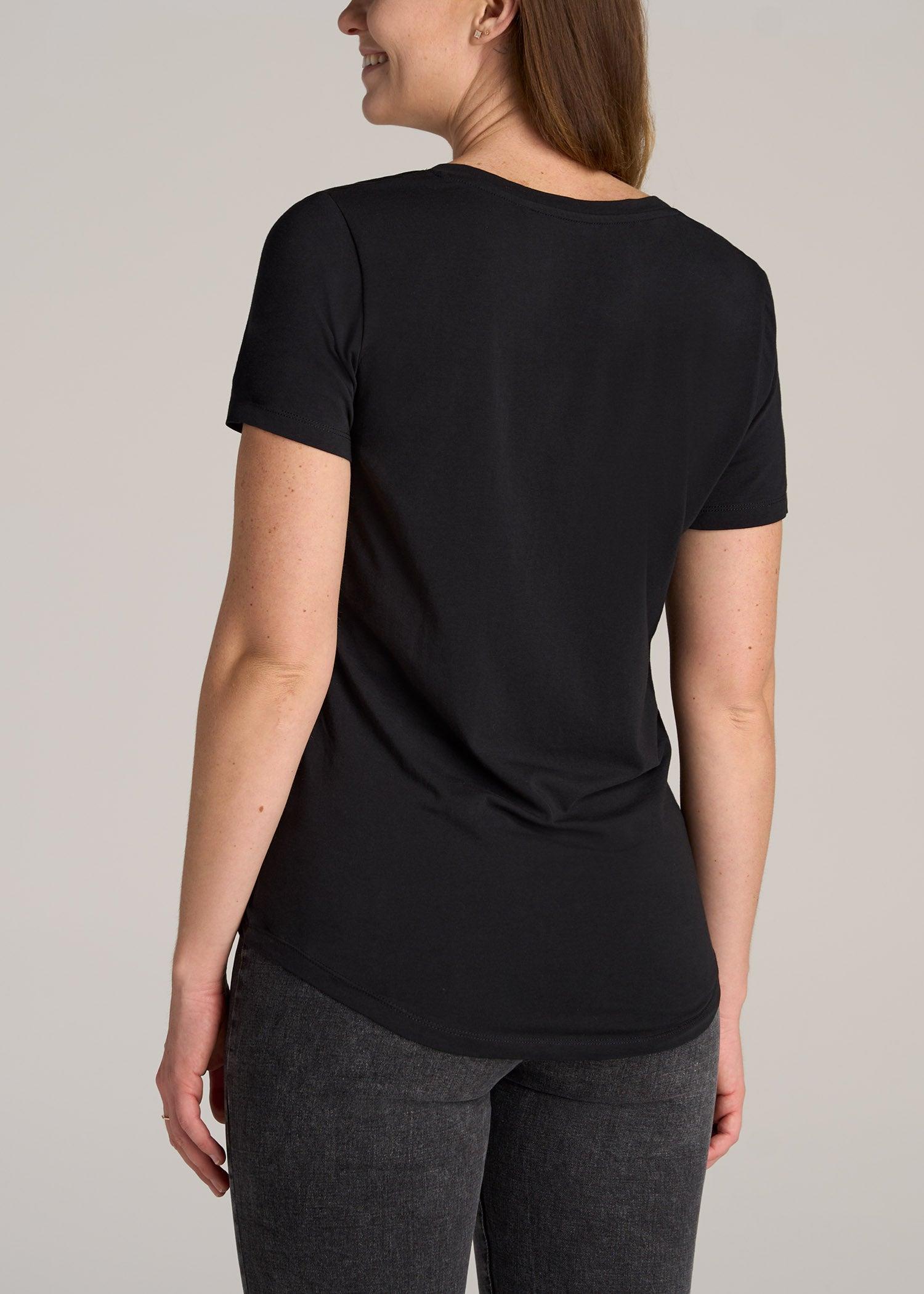 Scoop V-Neck Tee for Tall Women in Black Female Product Image