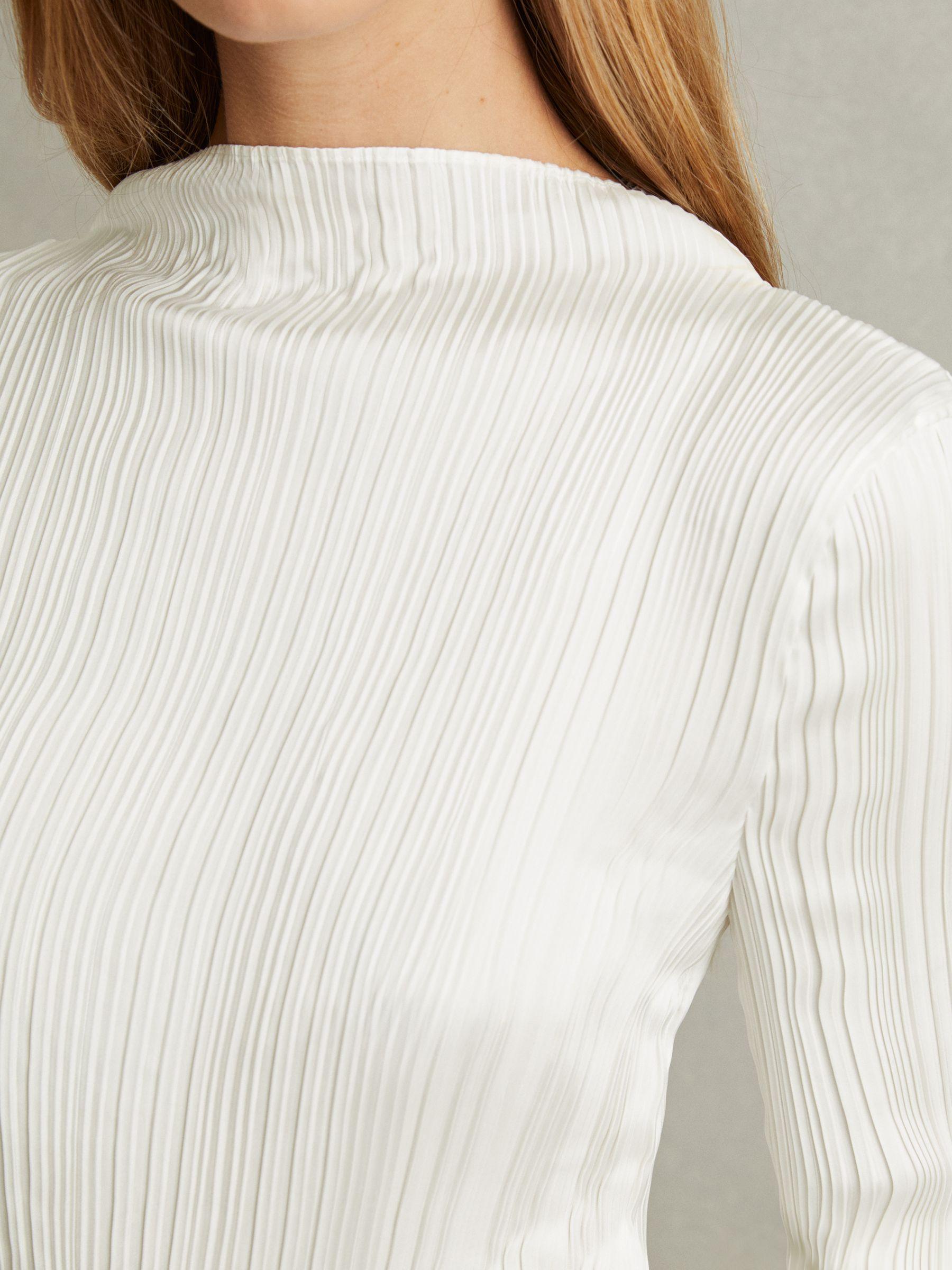 High Neck Plisse Top in Ivory Product Image