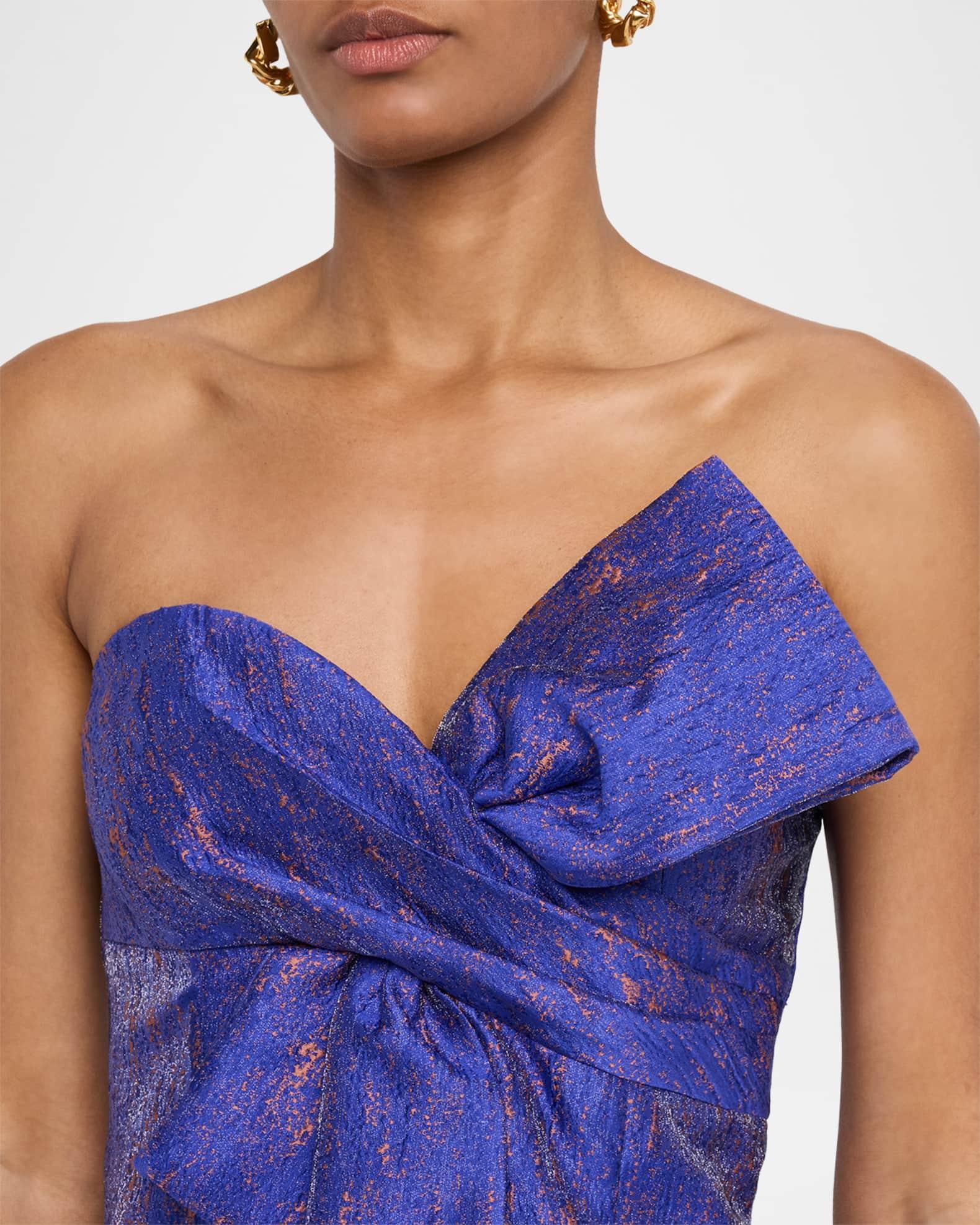 Strapless Bow-Front Jacquard Mini Dress Product Image