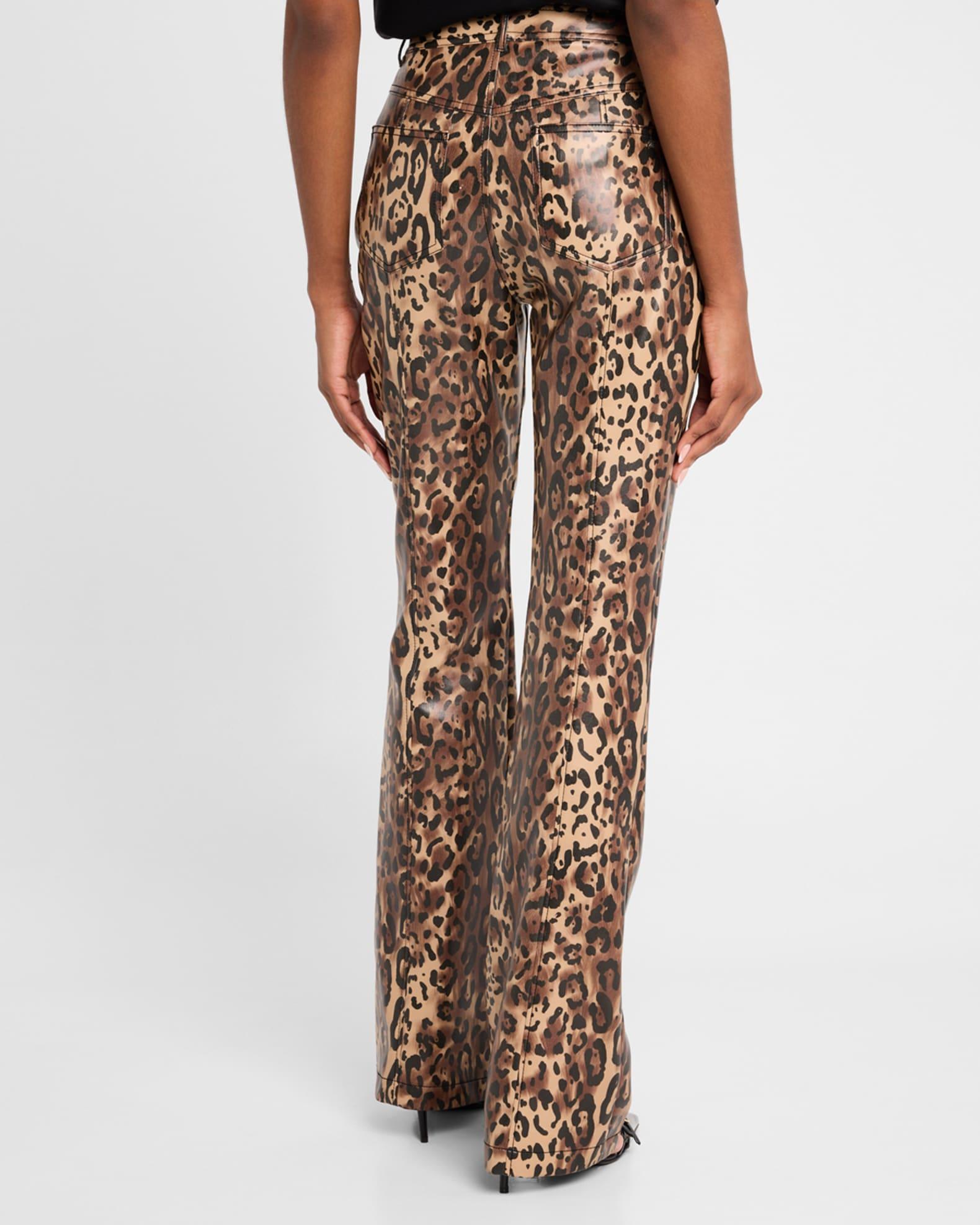 Leopard Faux Leather Pants Product Image