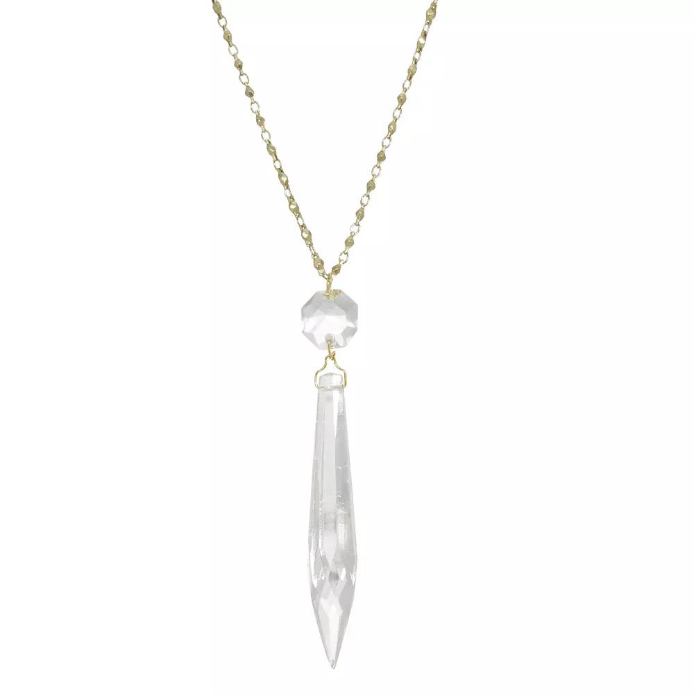 1928 Gold-Tone Simulated Crystal Icicle Necklace, Womens, Clear Product Image