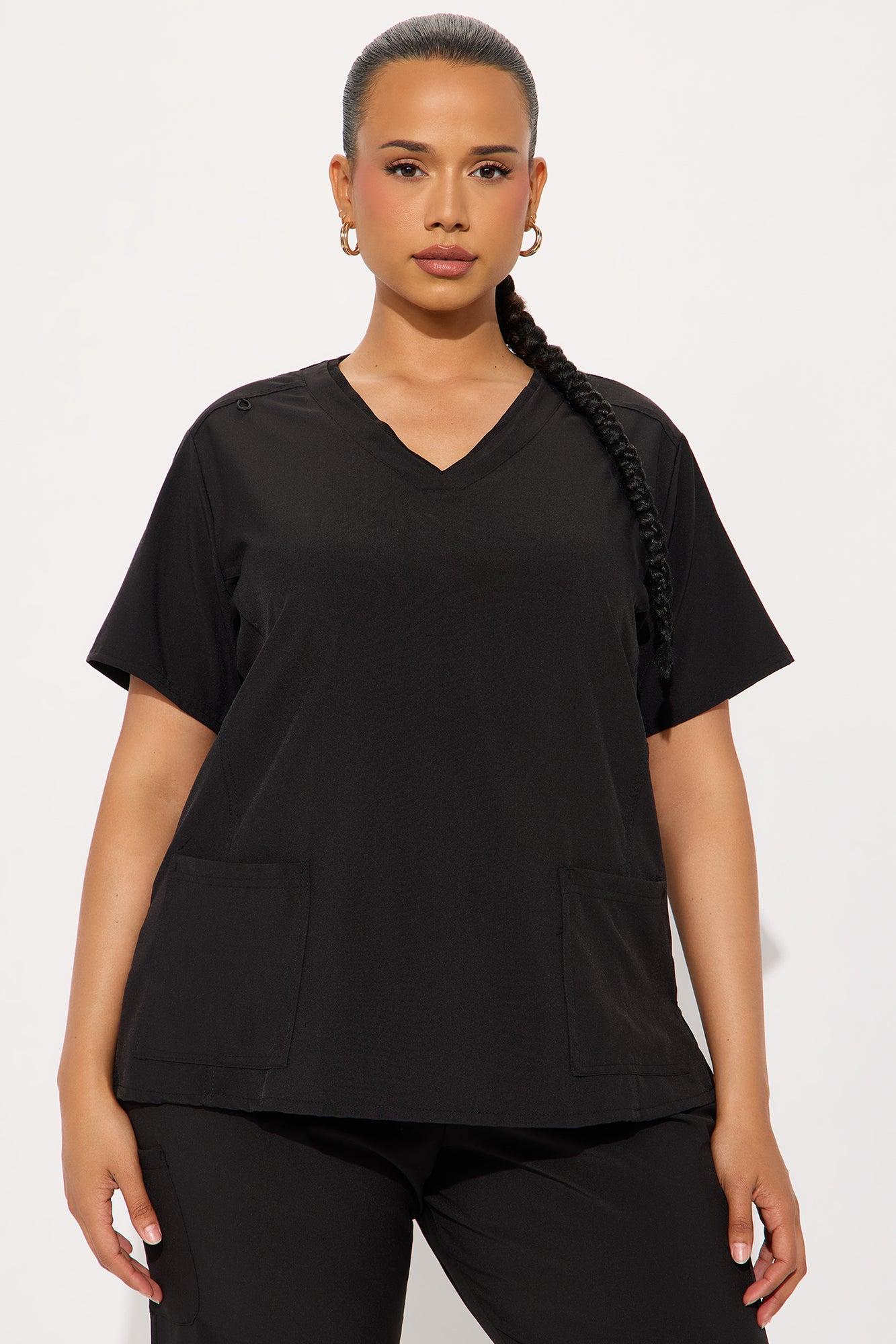 Checked In 4 Way Stretch Scrub Uniform Jogger Set - Black Female Product Image