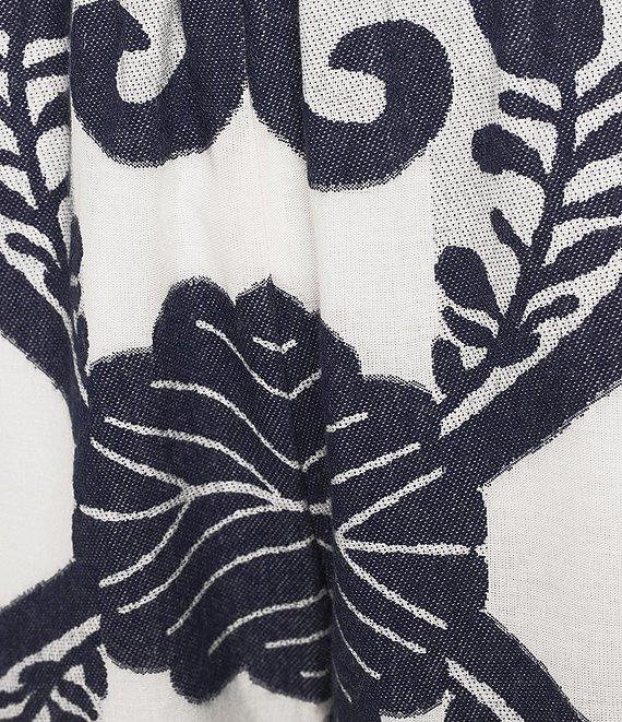 Trina Turk Estella Coordinating Border Print Clip Jacquard Flat Front Wide Leg Crop Pants Product Image