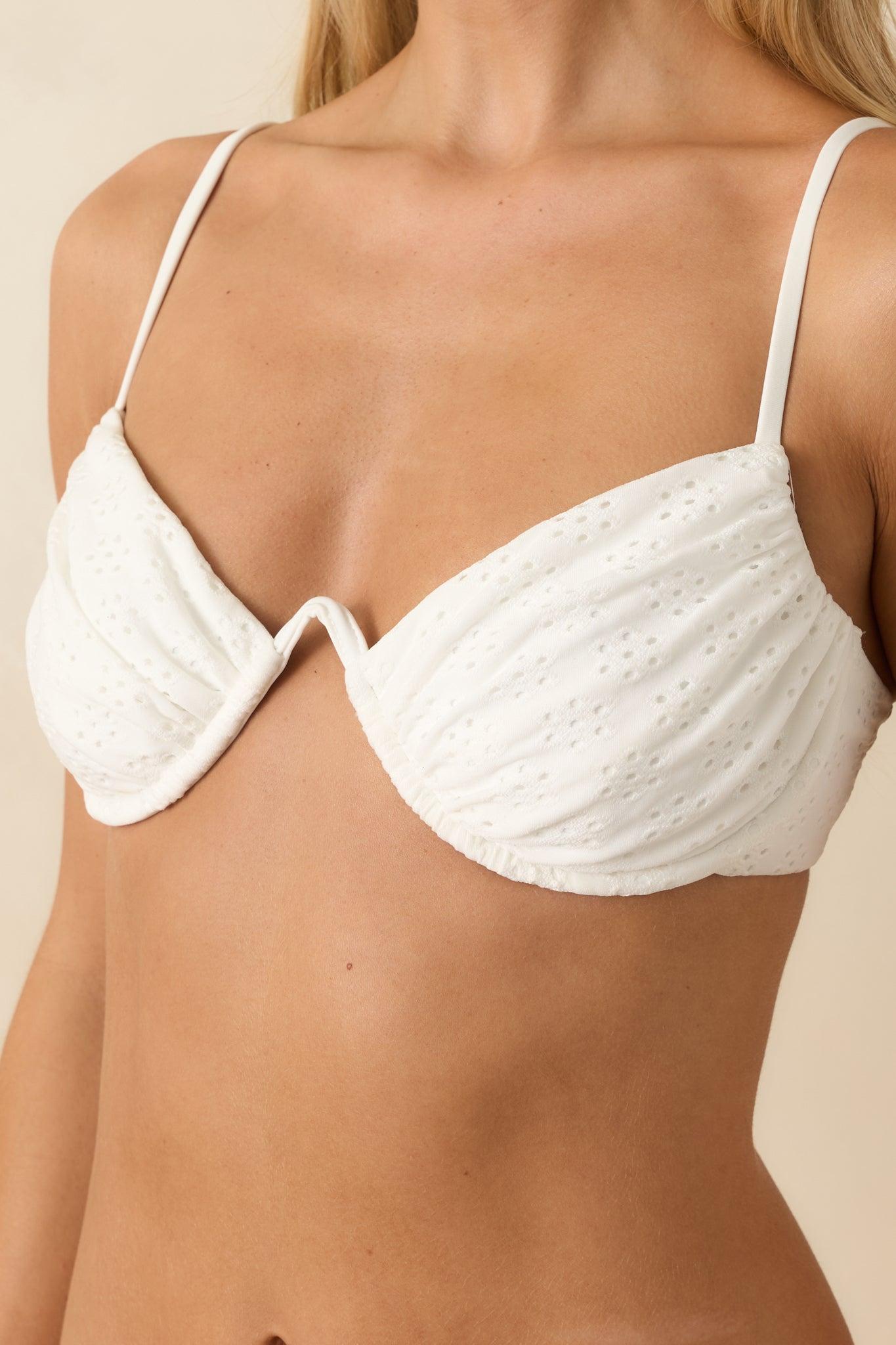 MINKPINK Pippa White Broderie Bikini Top Product Image