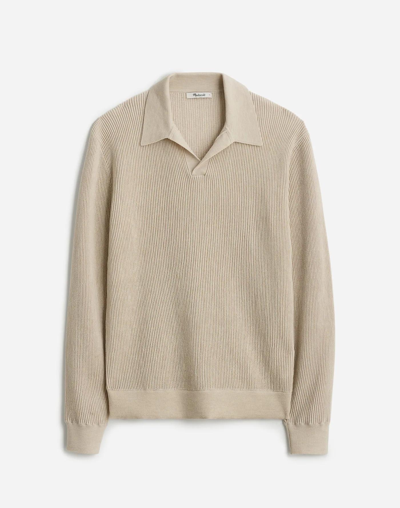 Johnny-Collar Sweater Polo Shirt in Merino Wool Product Image