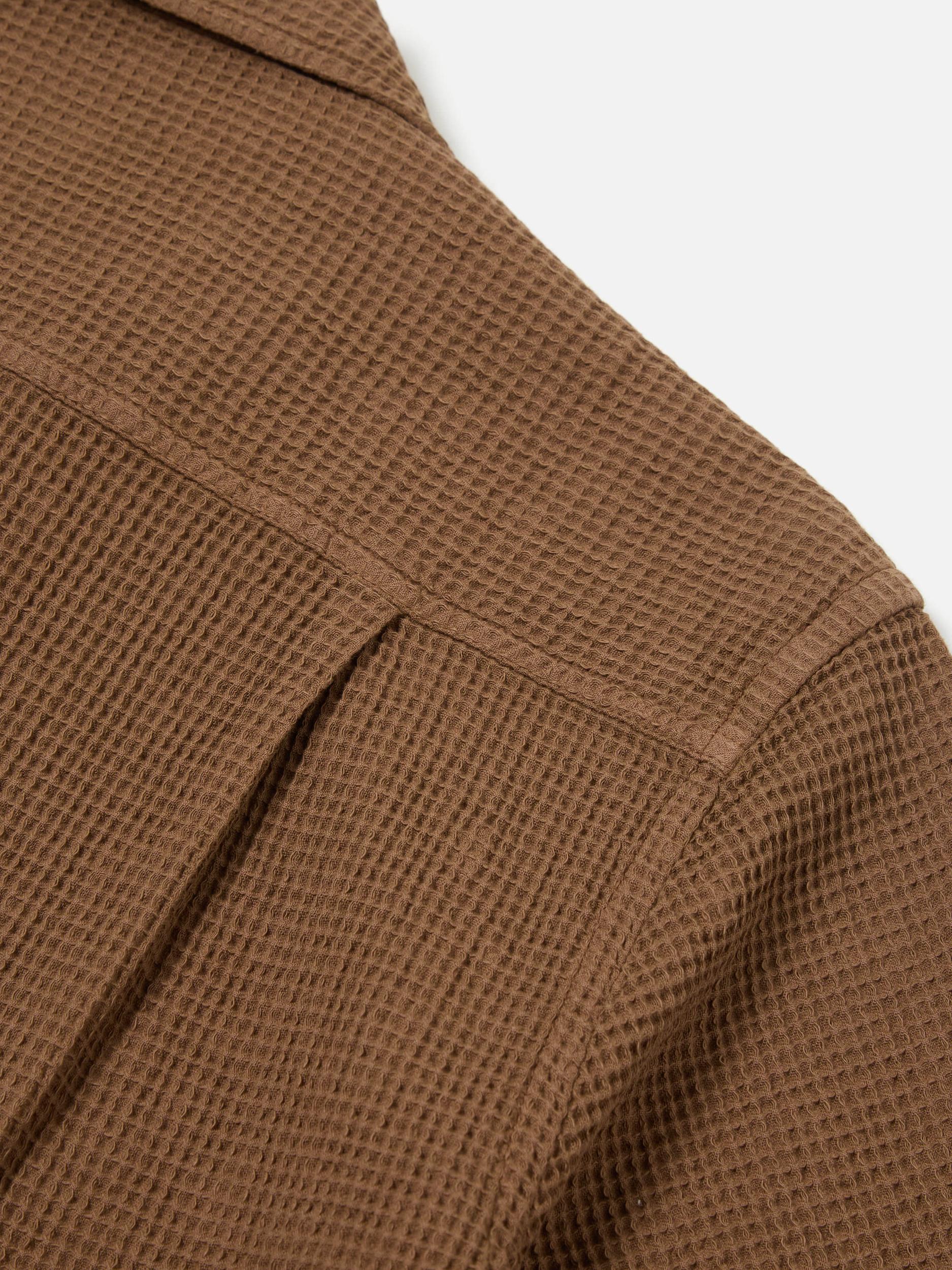 Universal Works Camp Shirt in Brown Japanese Waffle Product Image