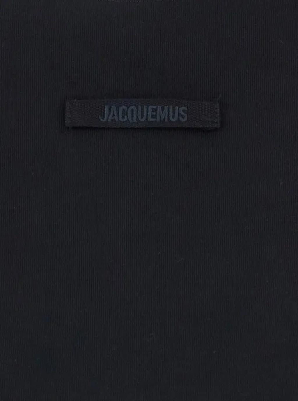 JACQUEMUS Black Fitted T-shirt With Logo Patch In Stretch Cotton Woman Product Image