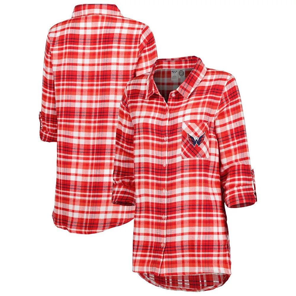 Women's Concepts Sport Red Washington Capitals Mainstay Flannel Full-Button Long Sleeve Nightshirt, Size: Small Product Image