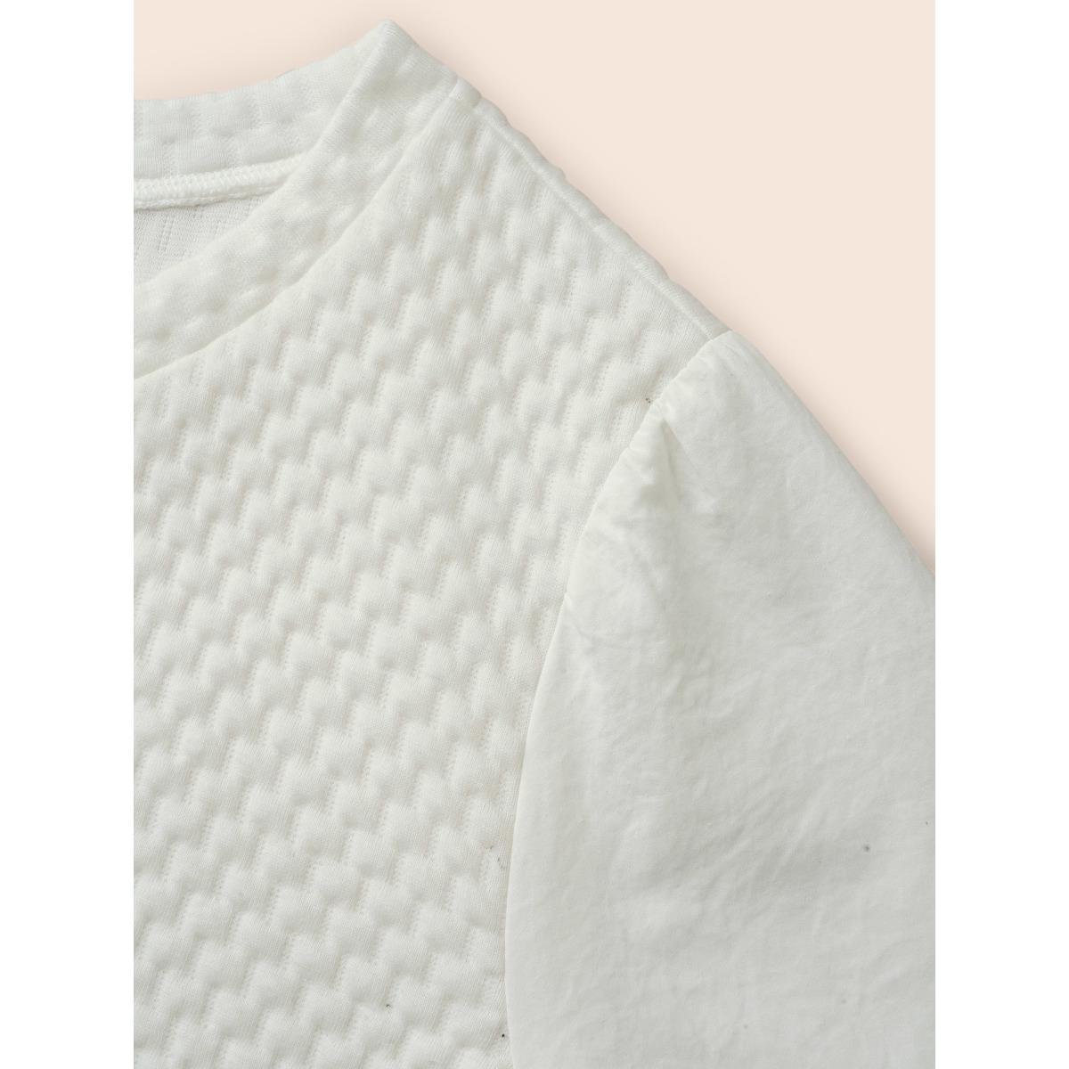 Plus Size Round Neck Texture Patchwork Sweatshirt Women Opticwhite Casual Texture Round Neck Everyday Sweatshirts BloomChic 10/M Product Image