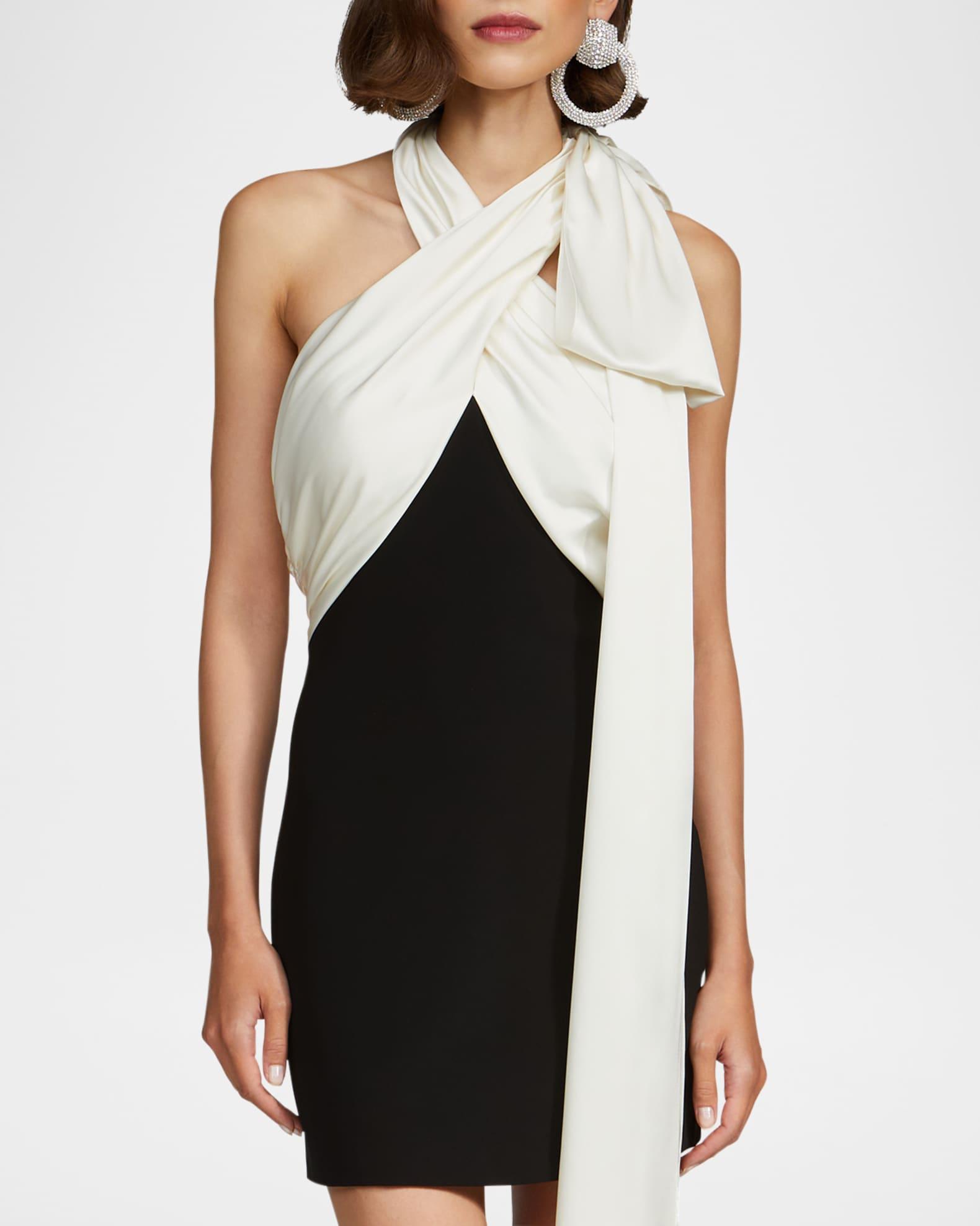 Renae Draped Two-Tone Halter Mini Dress Product Image