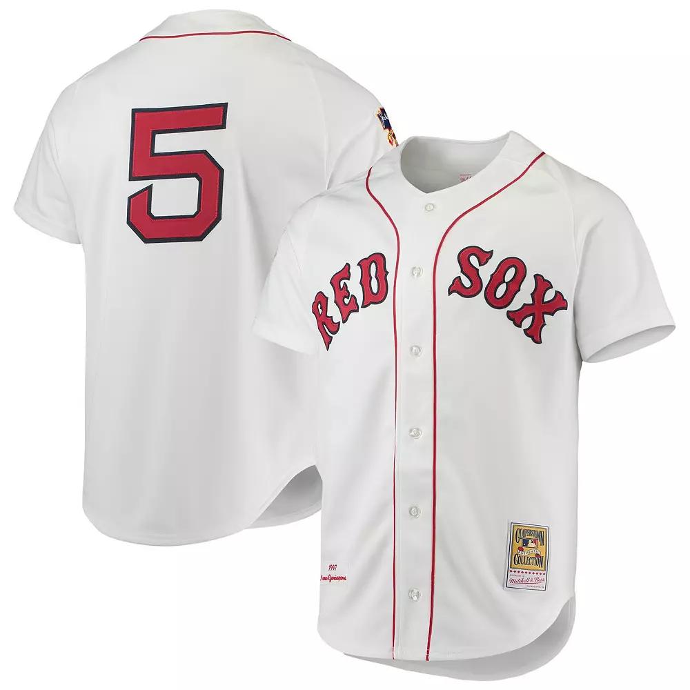 Men's Mitchell & Ness Nomar Garciaparra White Boston Red Sox 1997 Cooperstown Collection Authentic Jersey,  Product Image