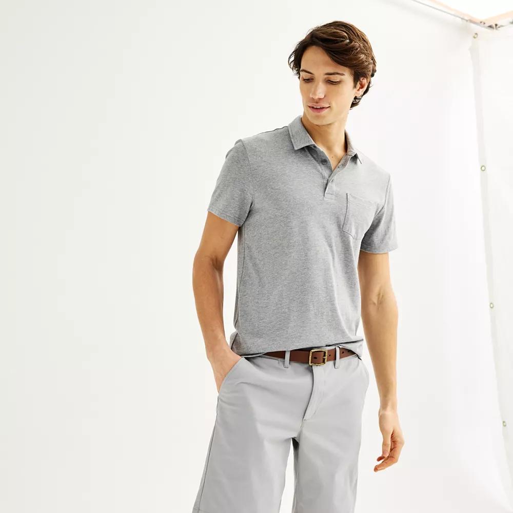 Men's Sonoma Goods For Life® Supersoft Short Sleeve Polo, Size: XS, Grey Gray Product Image