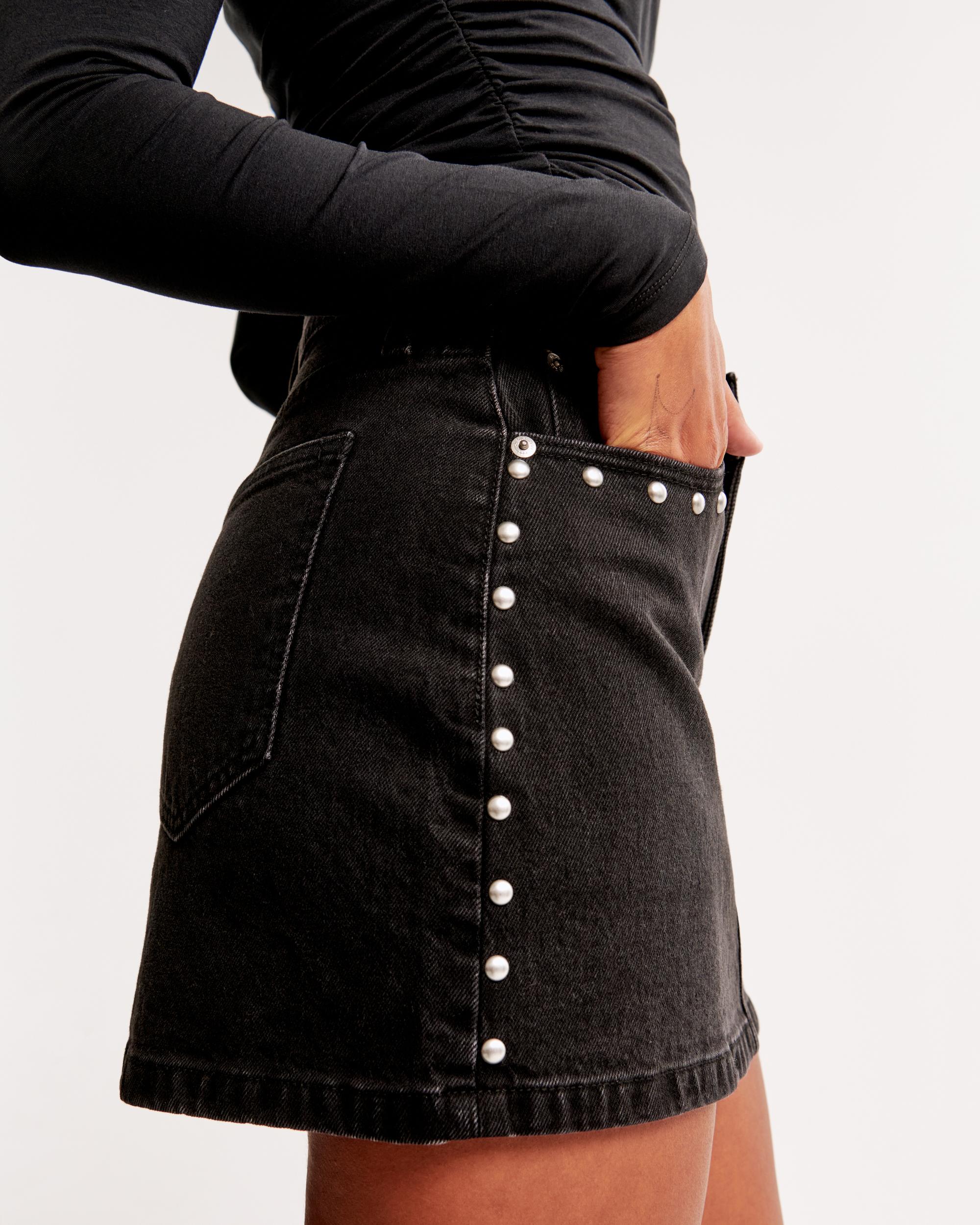 Denim Studded Mini Skirt Product Image