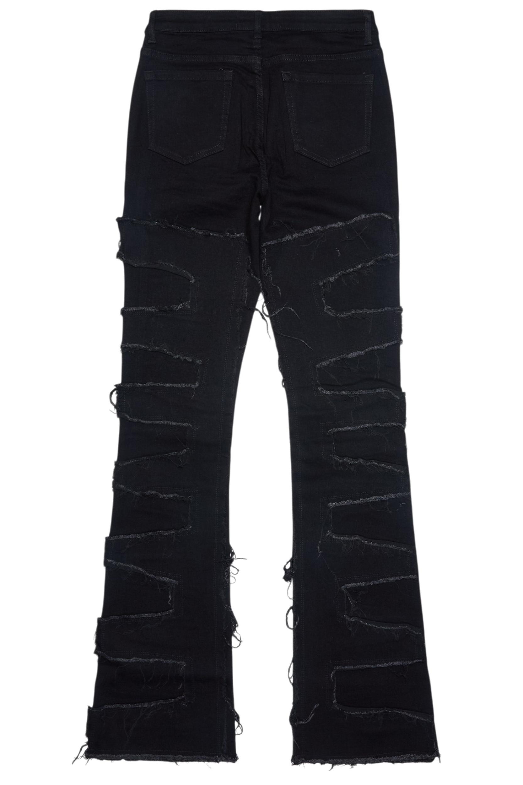 Zariyah Black Rhinestone Stacked Flare Jean Female Product Image