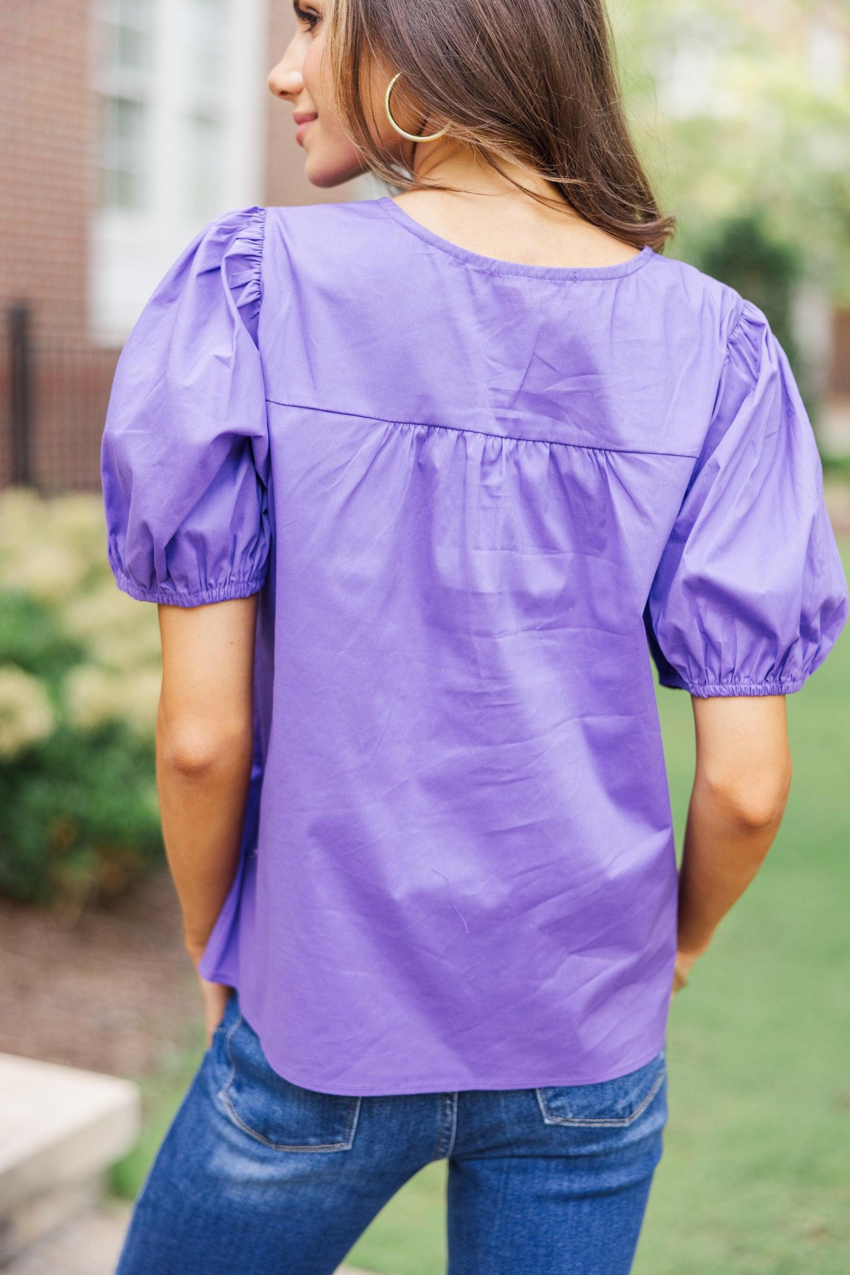 What A Doll Purple Babydoll Blouse Female Product Image