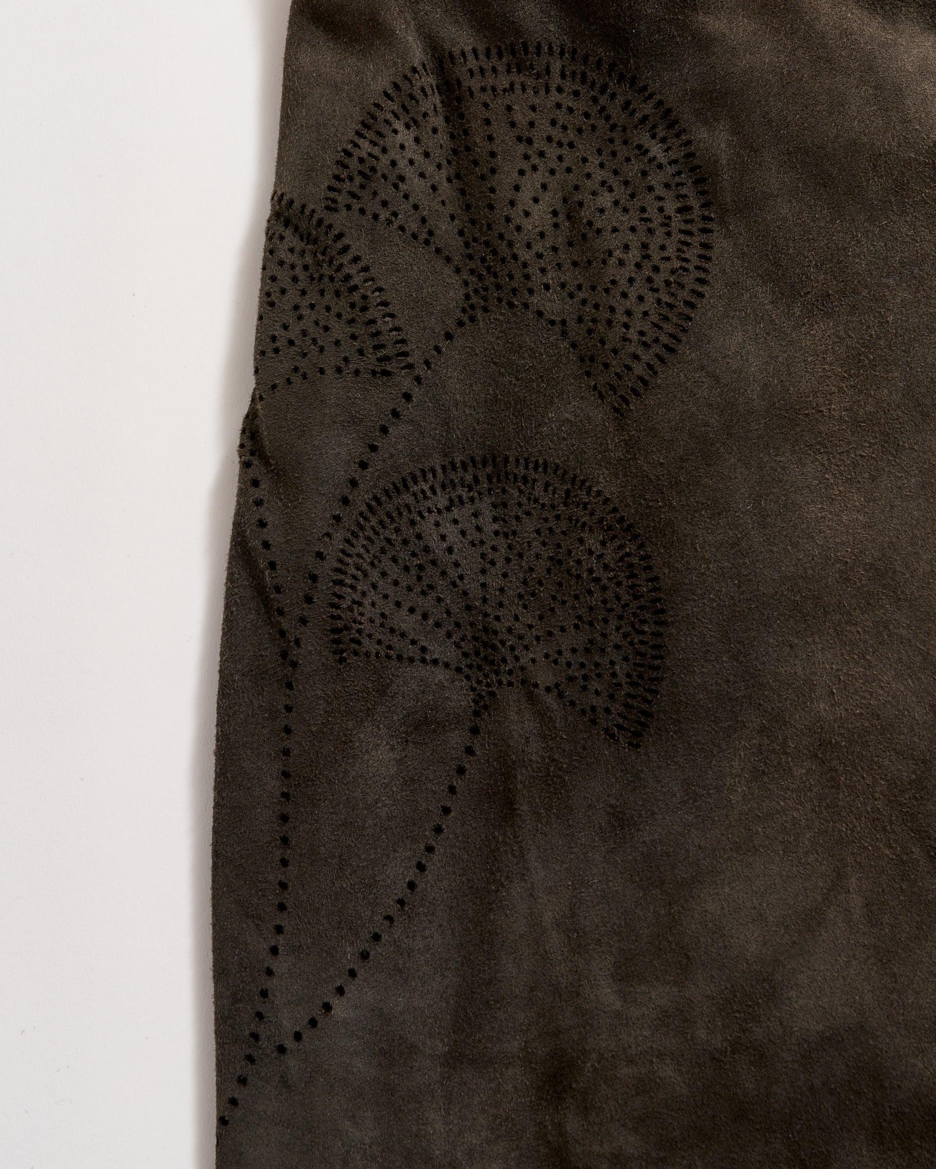 Perforated Suede Wrap Skirt -  Product Image