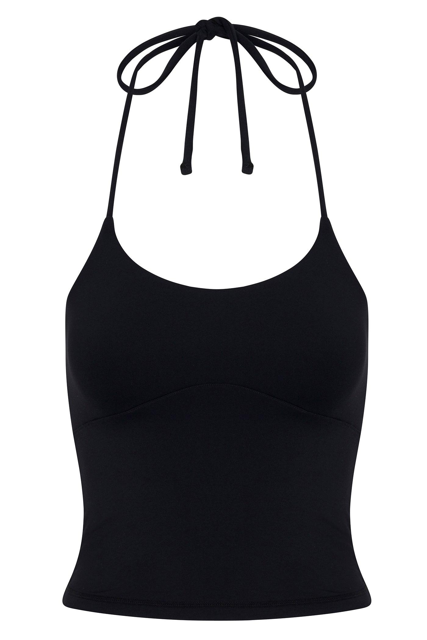 Second Skin Double Lined Cut Out Halter Top - Black Female Product Image