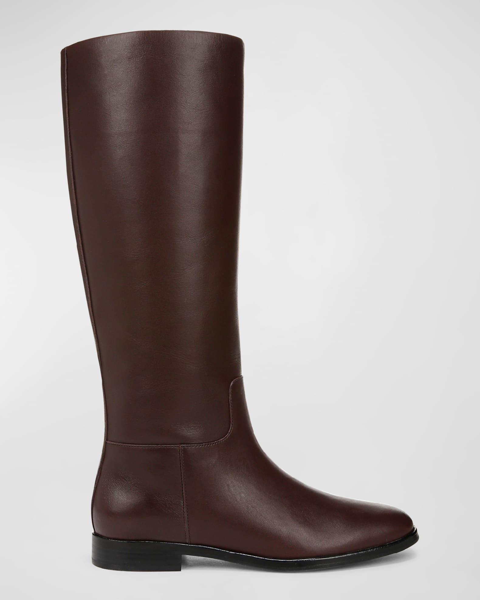 Knee-High Calf Leather Boots Wide Calf Product Image
