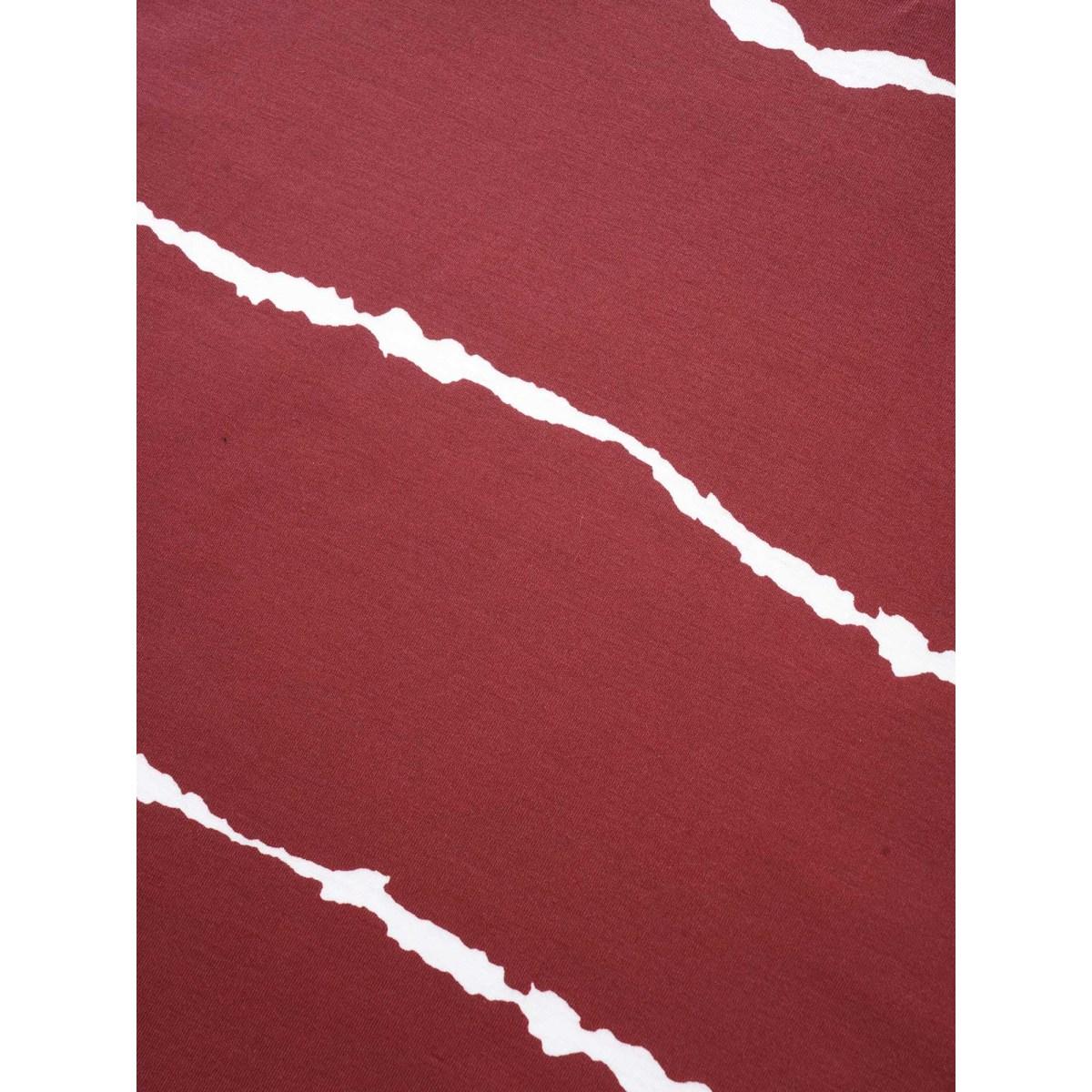 Plus Size Striped Contrast Petal Sleeve T-shirt Scarlet Women Elegant Striped Everyday T-shirts BloomChic 10/M Product Image