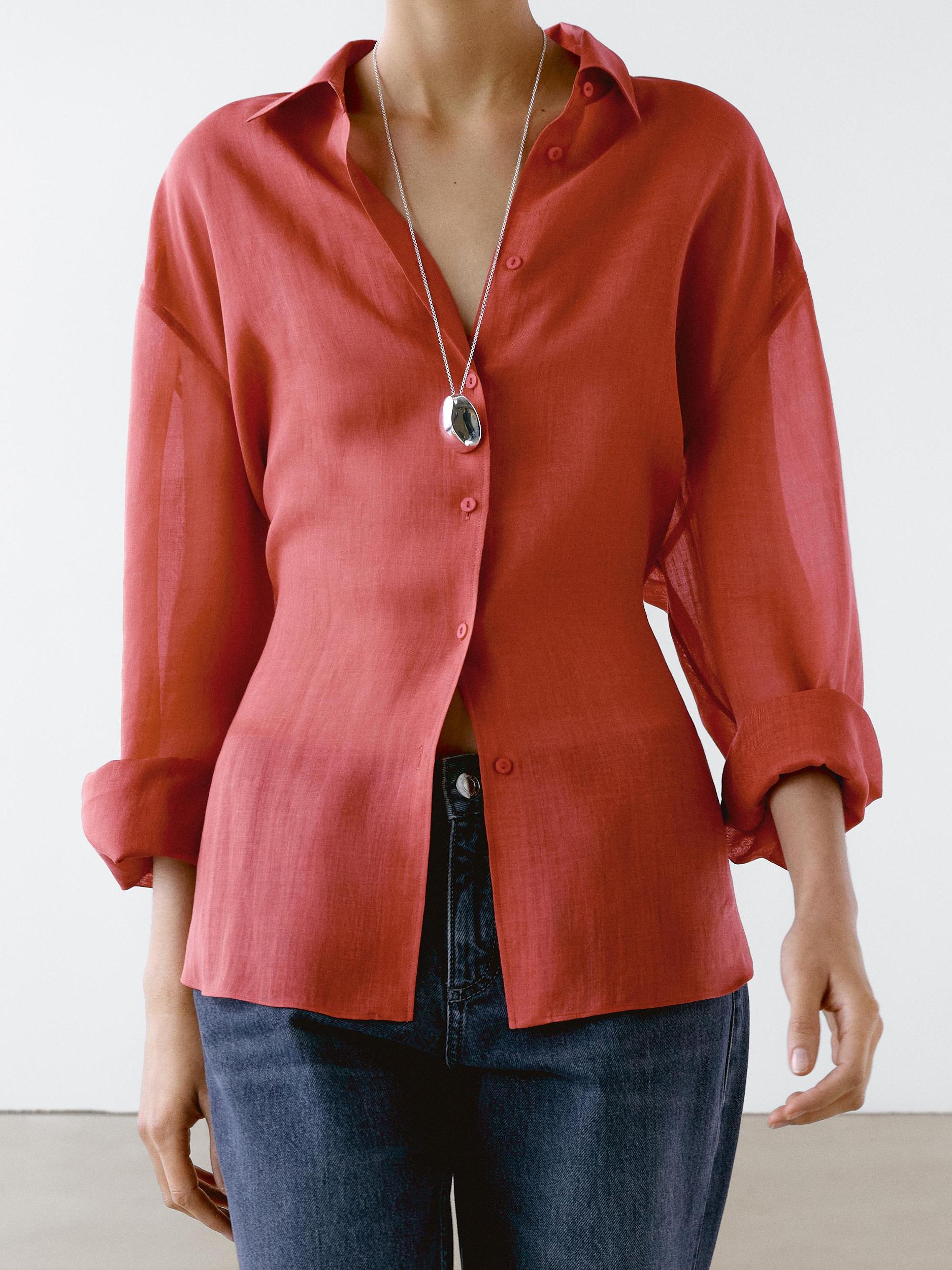 Flowing ramie blend shirt Product Image