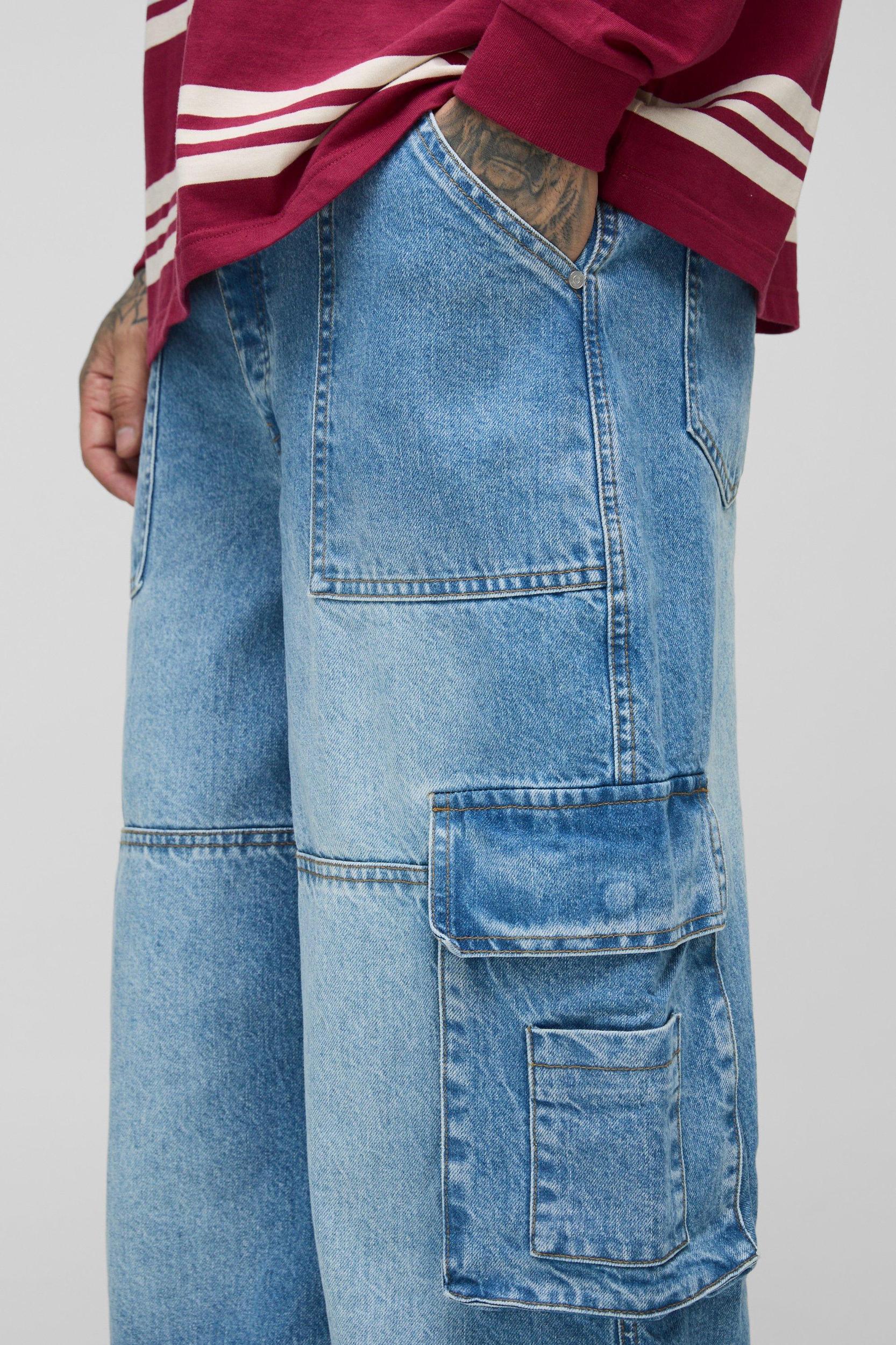 Tall Baggy Fit Cargo Jeans | boohooMAN USA Product Image