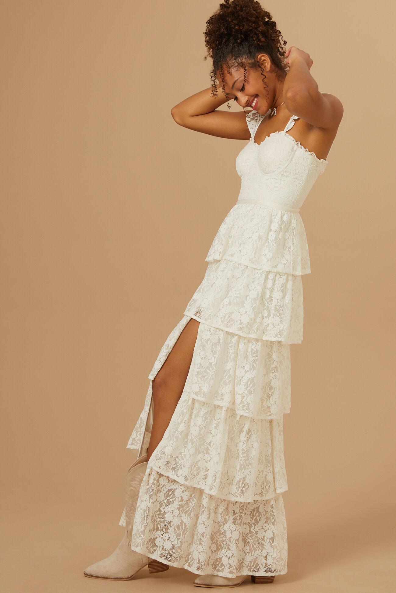 Umber Embroidered Lace Dress Product Image