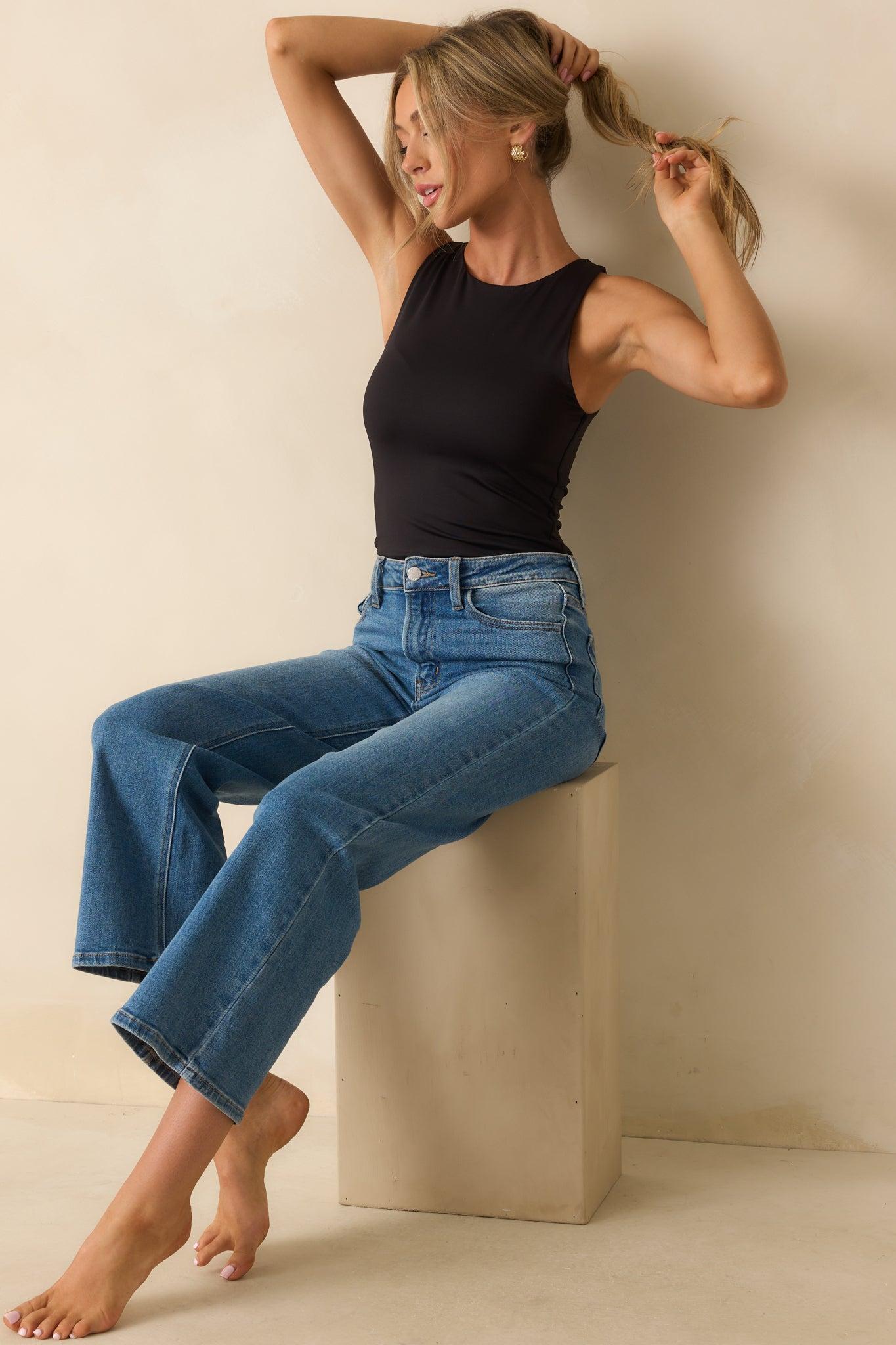 Roxanna Black Sleeveless Tank Bodysuit Product Image