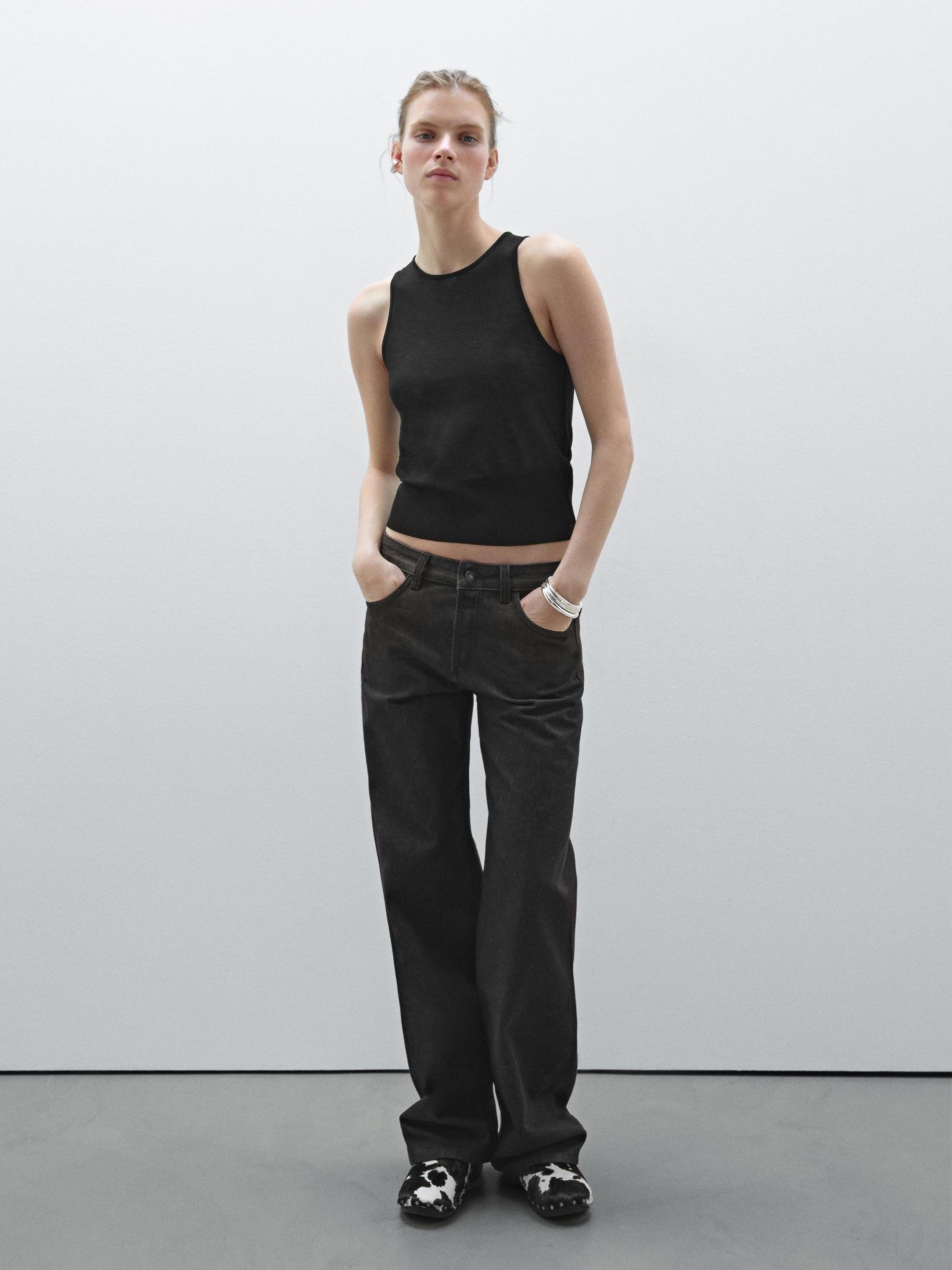 Semi-sheer crew neck top Product Image