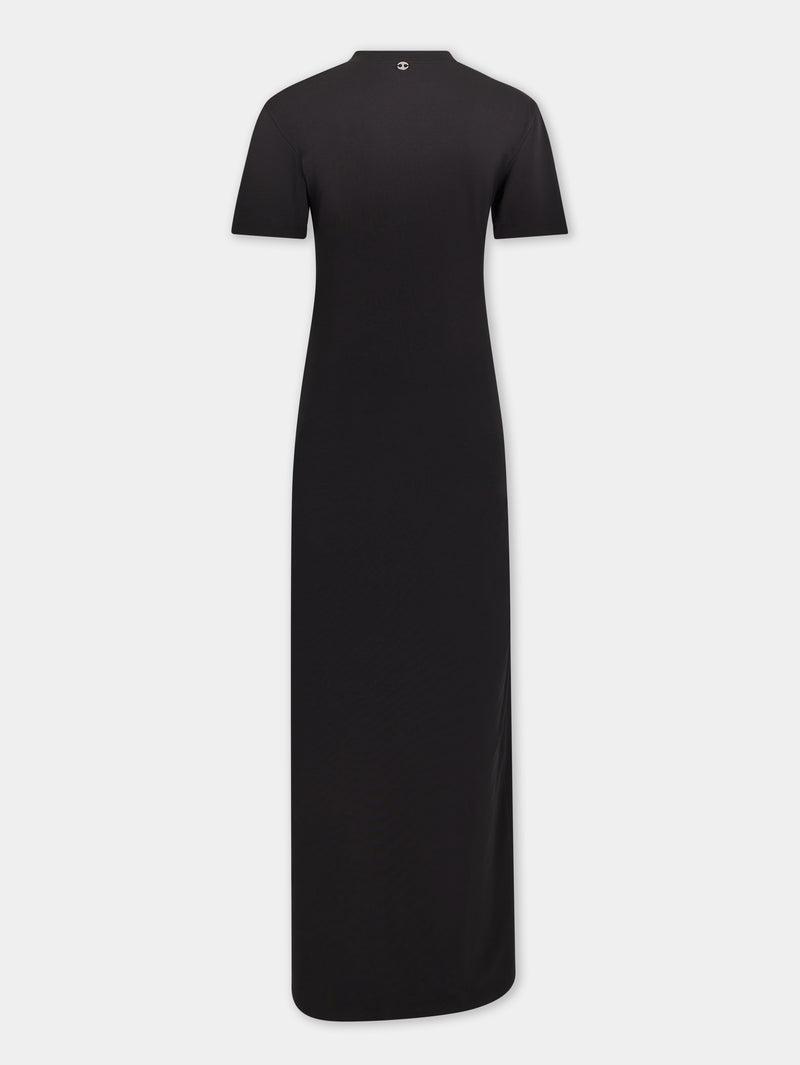 BLACK LONG PIERCING DRESS IN COTTON JERSEY Product Image