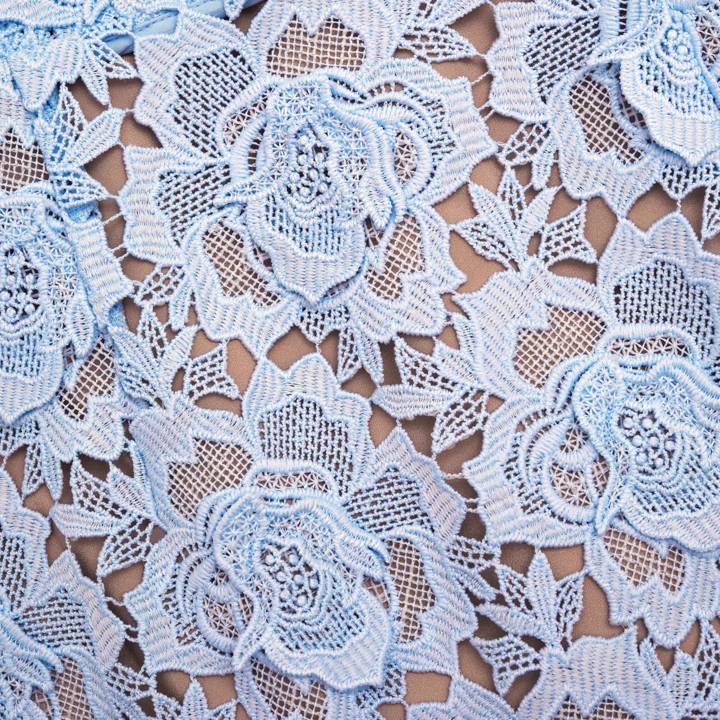 Blue Flower Lace Midi Dress Product Image