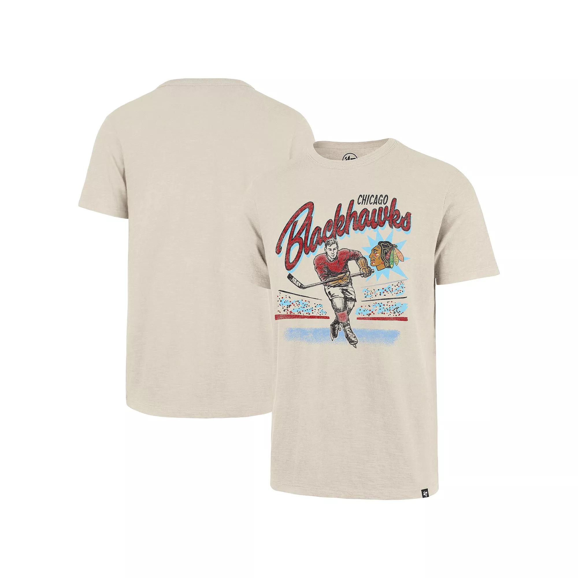 Men's '47 Natural Chicago Blackhawks Hockey Player Golden Age Scrum T-Shirt,  Product Image