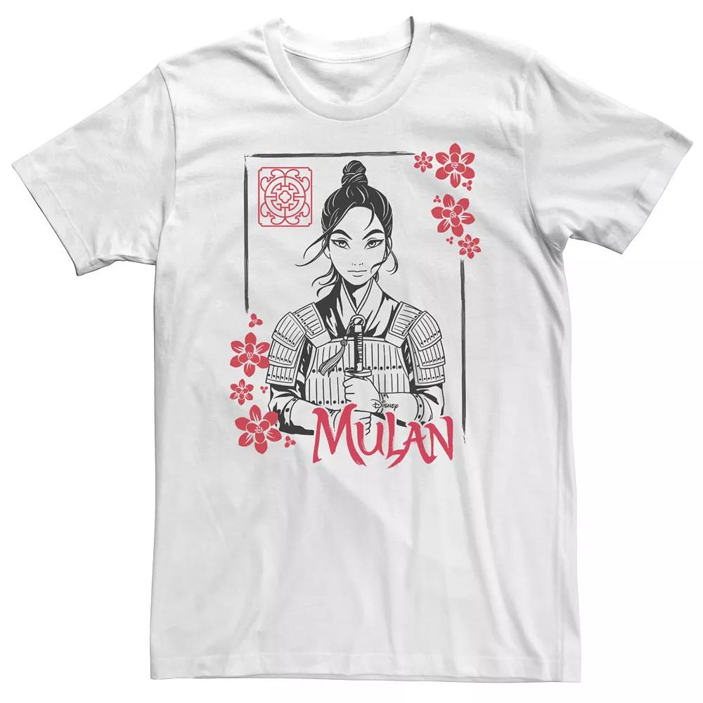 Big & Tall Disney Mulan Live Action Mulan Floral Ink Portrait Tee, Men's, Size: 5XL, White Product Image