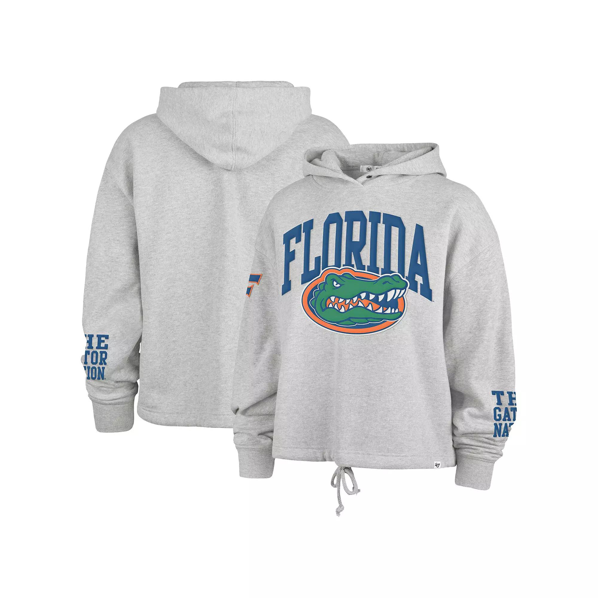 Women's '47 Heather Gray Florida Gators High Hopes Long Sleeve Cropped Hoodie,  Product Image