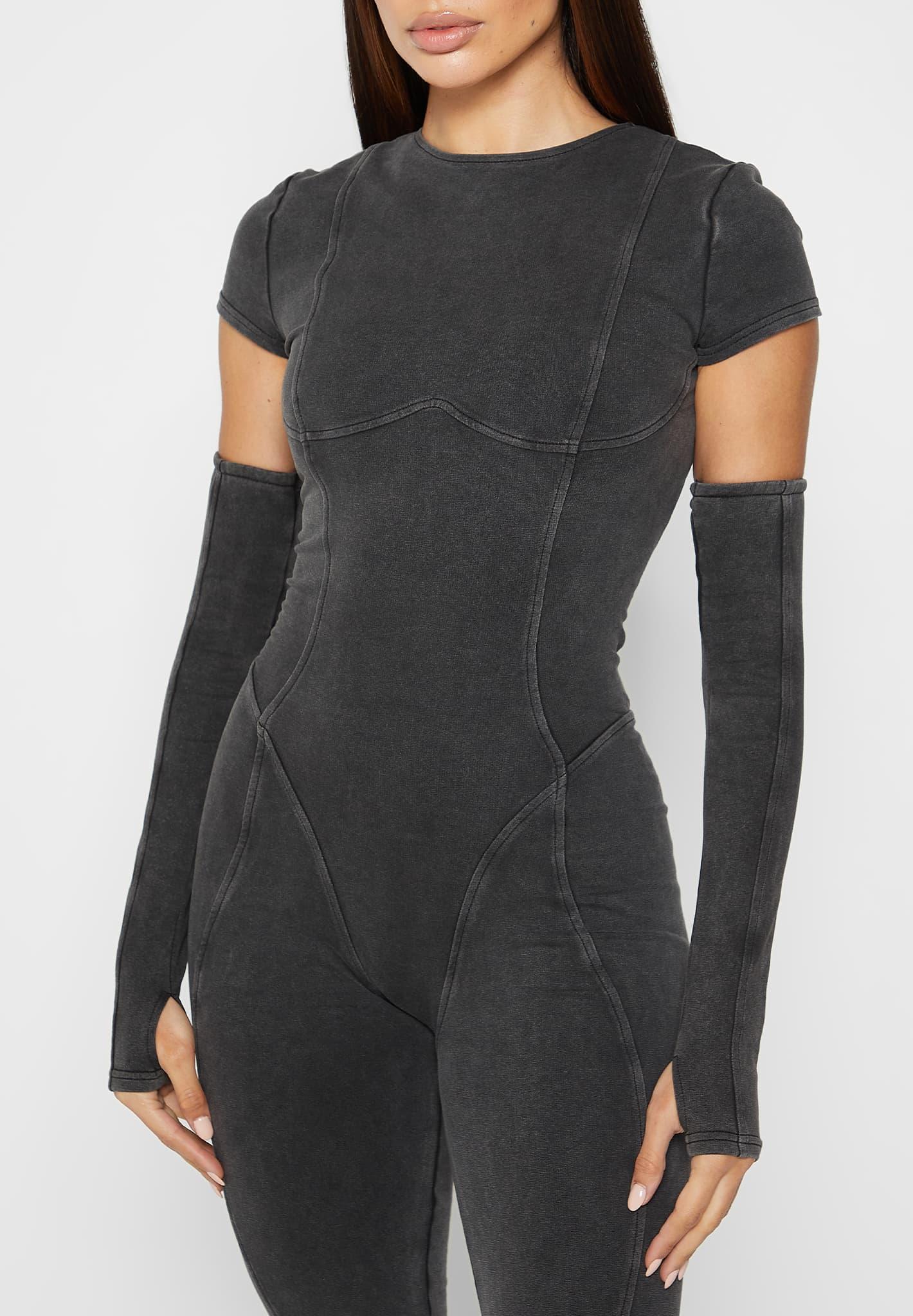 Cap Sleeve Contour Jumpsuit - Washed Grey Female Product Image