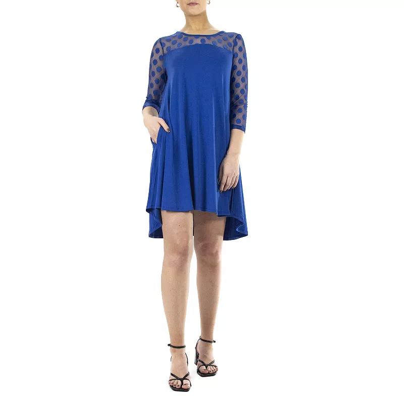 Women's Nina Leonard Sheer Polka-Dot High-Low Dress,  Product Image