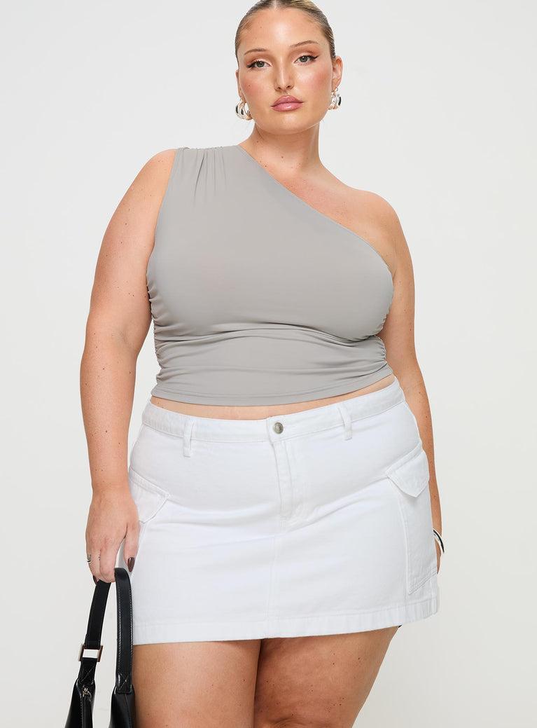 Zakai Cargo Denim Mini Skirt White Denim Curve Product Image