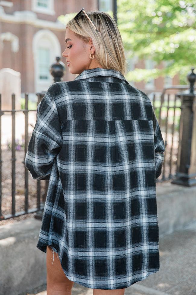 Made Me Realize Black And Ivory Plaid Oversized Button Front Shirt FINAL SALE Product Image