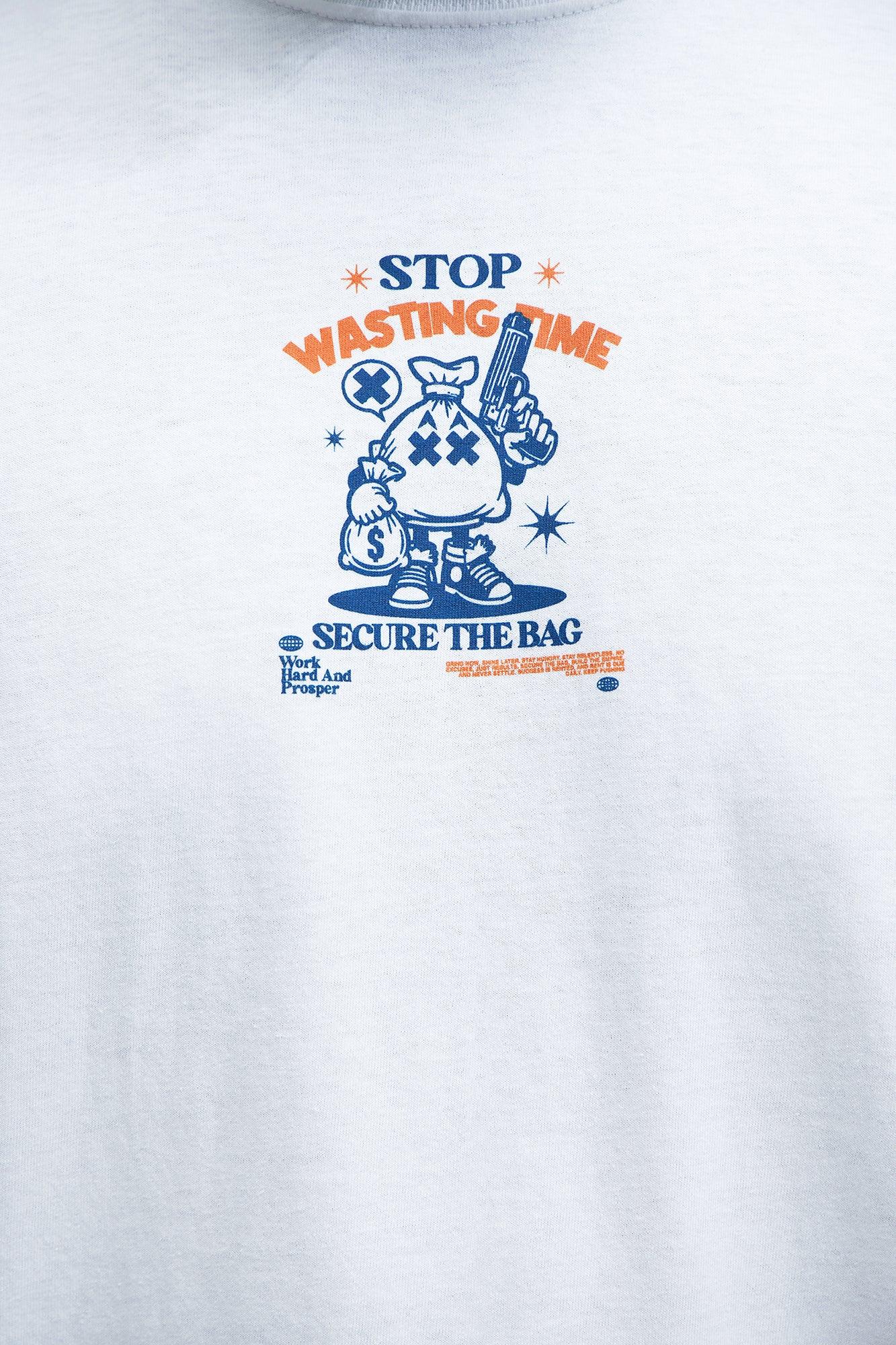 Stop Wasting Time Roll Short Sleeve Tee - White Product Image