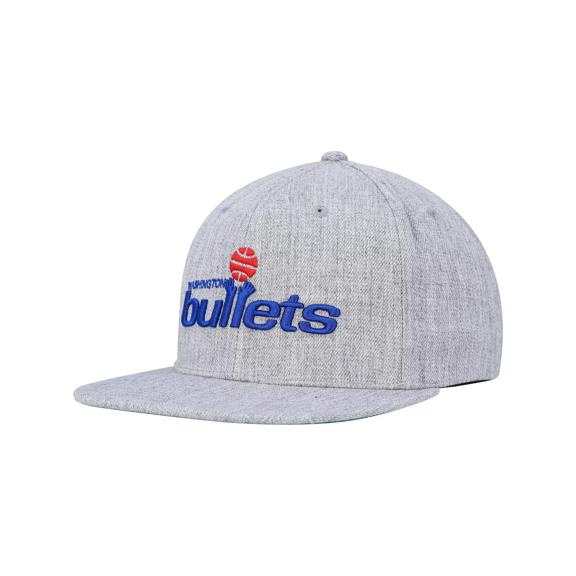 Men's Mitchell & Ness Heather Gray Washington Bullets Hardwood Classics 2.0 Snapback Hat, Nba Grey Product Image