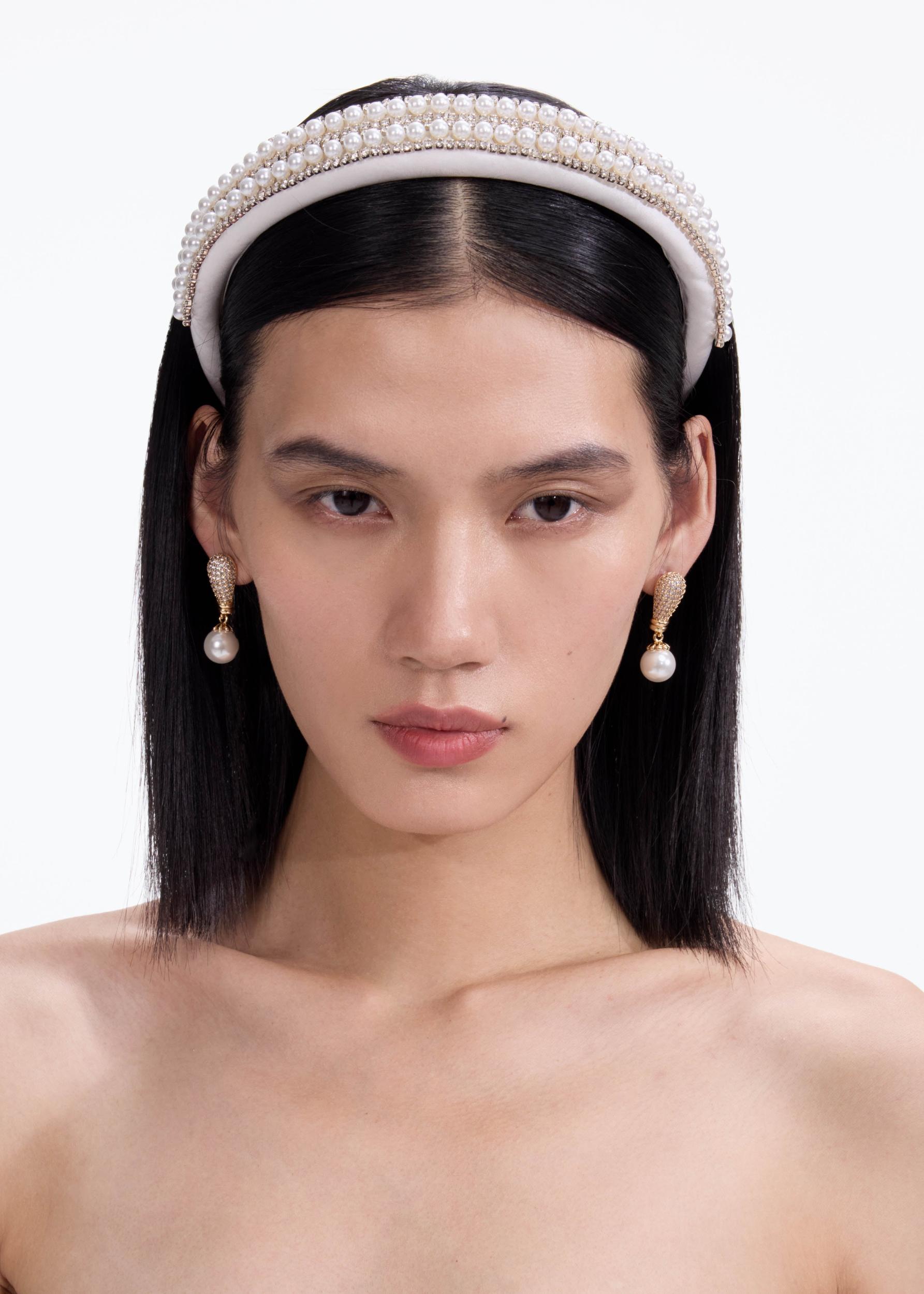 Crystal Pearl Satin Headband Product Image