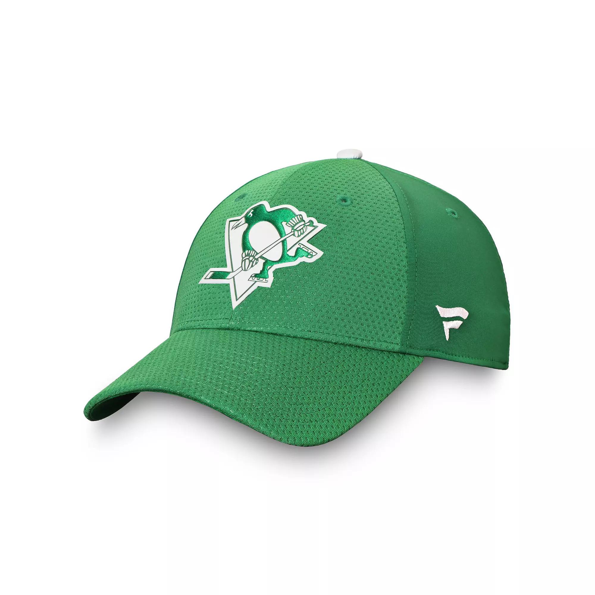 Mens Fanatics Kelly Pittsburgh Penguins Authentic Pro St. Patricks Day Flex Hat Product Image
